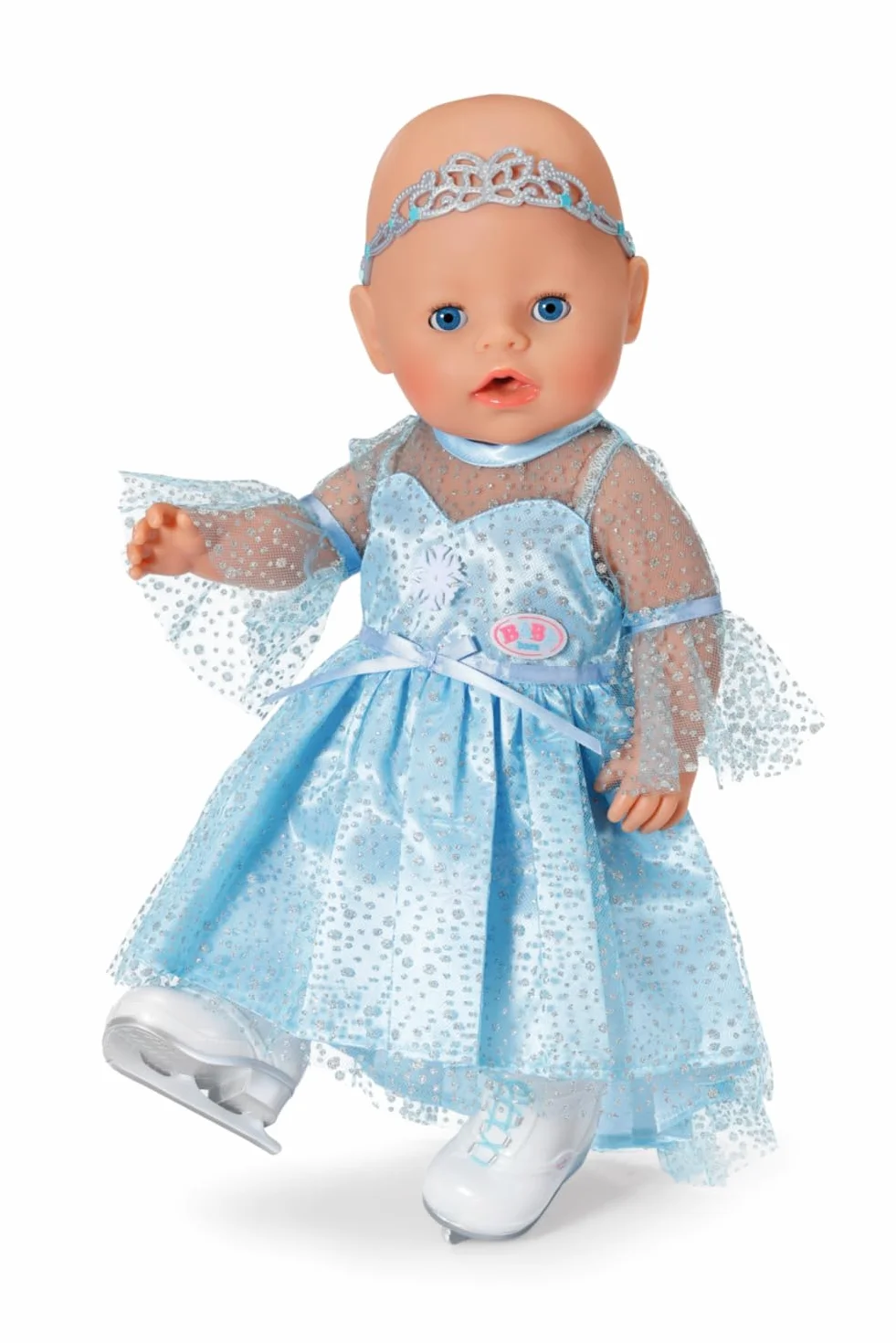 BABY born Księżniczka na lodzie 836095 - sukienka księżniczki z pasującymi łyżwami i diadem dla lalek 43 cm - odpowiednia dla dzieci od 3 lat