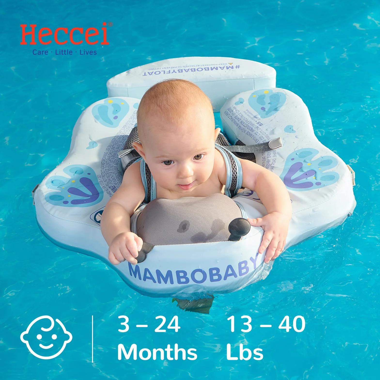 HECCEI Mambobaby koło do pływania dla niemowląt, nienadmuchiwane koło do pływania, przyjazne dla skóry, idealne urządzenie do treningu pływania dla dzieci w wieku 3-24 miesięcy