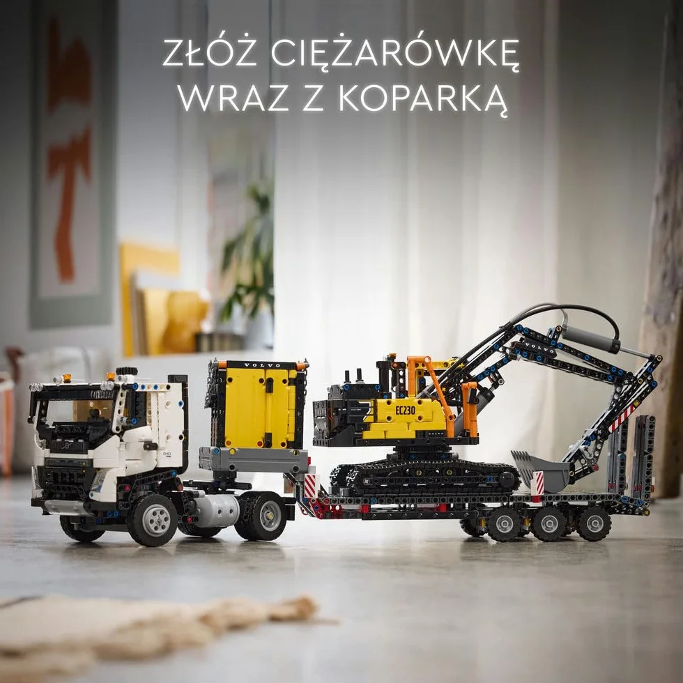 LEGO Technic Ciężarówka Volvo FMX i koparka EC230 Electric, Zabawka dla Dziecka do Zbudowania, Maszyny Budowalne dla Fana Inżynierii, Pomysł na Prezent dla 10-latka, dla Chłopca i Dziewczynki, 42175