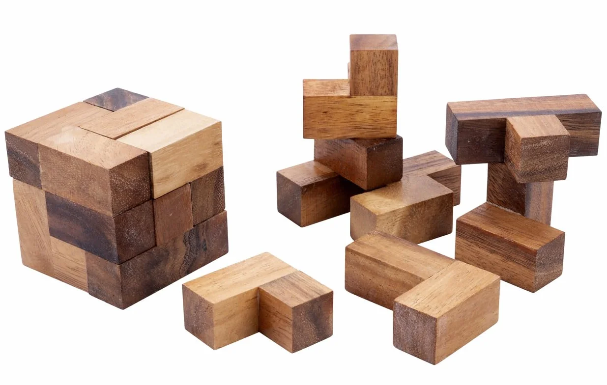 Engelhart – 350460 – Podwójna kostka Soma – trudna łamigłówka 3D – 2 drewniane sześciany – eko pudełko – 2 graczy – 6+
