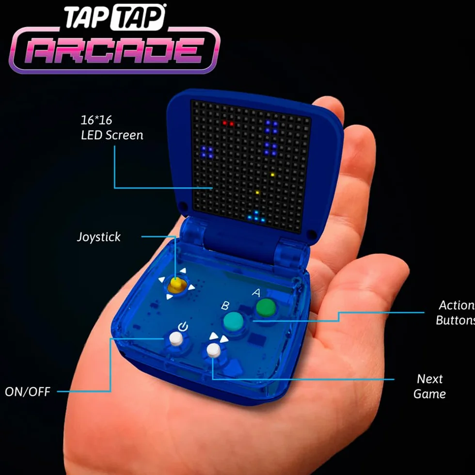 BANDAI TAPTAP Arcade FC34812 Multicolor - Elektroniczne urządzenie do gier w rozmiarze dłoni - Retro, zawiera 10 zabawnych gier wideo, prezent dla osób powyżej 5 lat