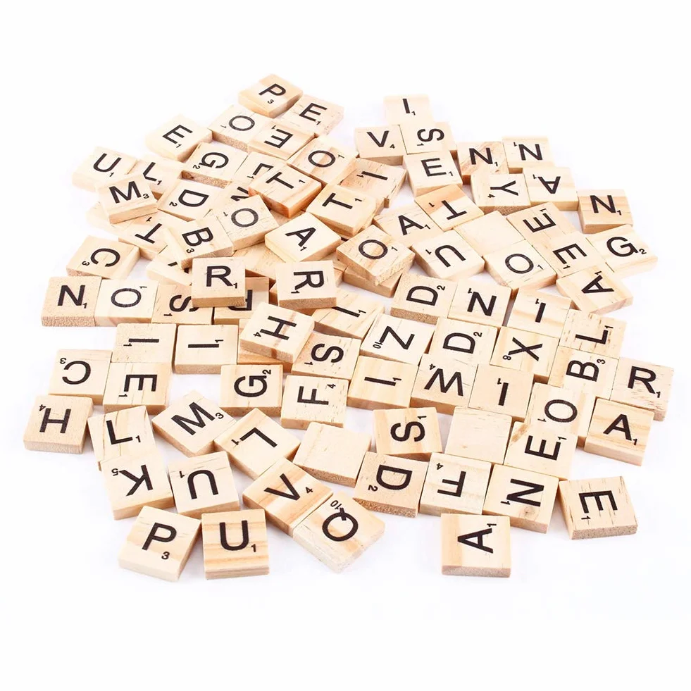 Drewniane Płytki Scrabble 100 Sztuk Z Literami Do Rzemiosła