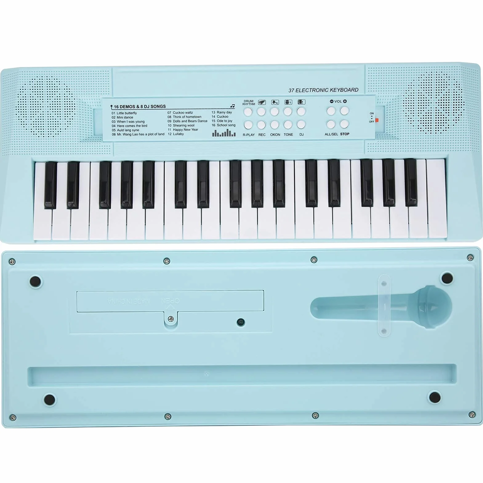 BF ‑ 3738 Musical Electric Keyboard Piano z 37 klawiszami, instrument edukacyjny do nauki klawiatury z regulowaną głośnością muzyki dla początkujących(niebieski)