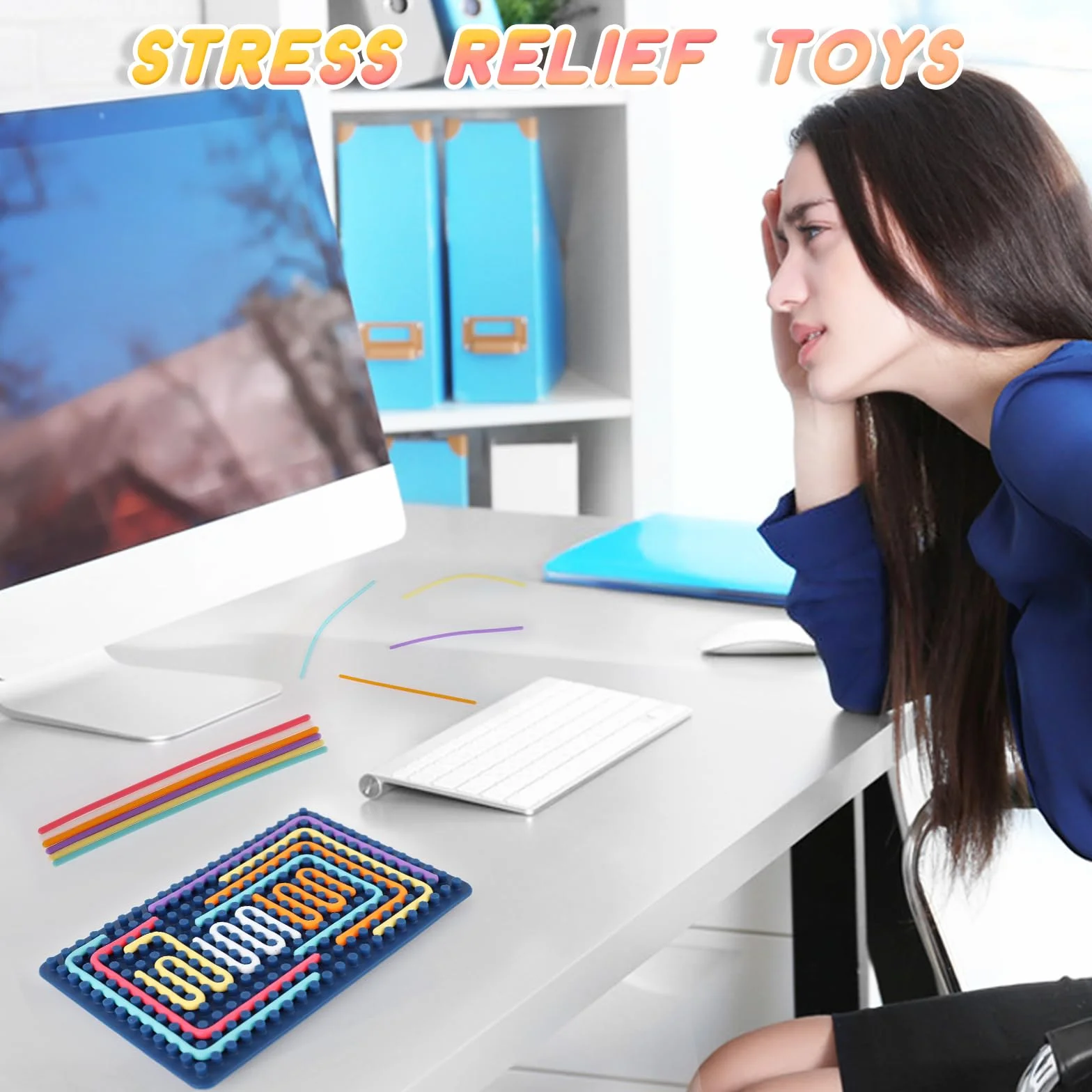 ddLUCK Sensoryczne Zabawki Activity Board, Silikonowe Sensoryczne Zabawki Fidget Do Autyzmu, Stres, ADHD, Gry Na Lęk Dla Dzieci Od 3 Roku Życia I Dorosłych, Z Torbą Podróżną I 20 Sznurami