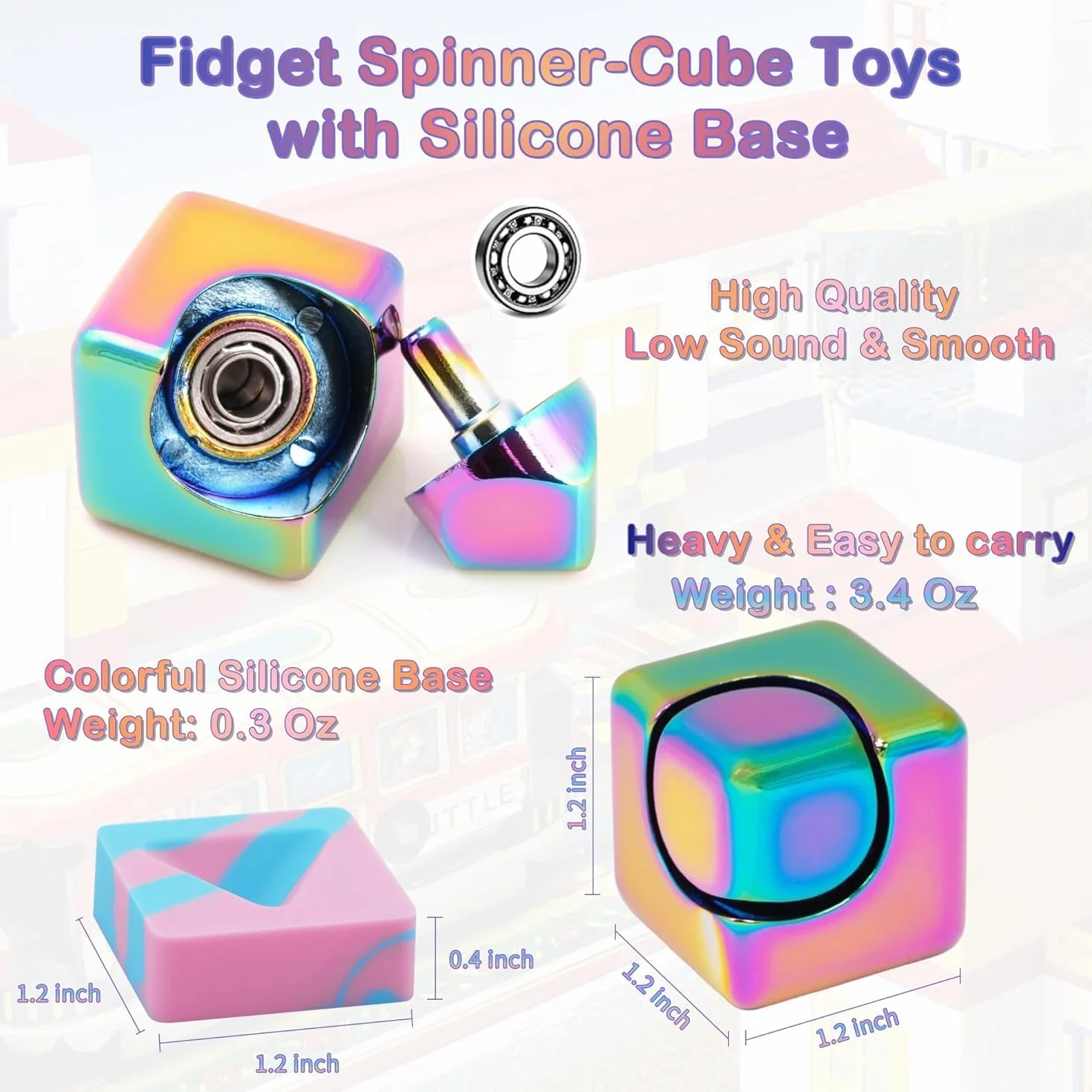 Fdget Spinner, zabawka 2 w 1, z metalu, dla dzieci i dorosłych, redukuje stres (kolorowa)