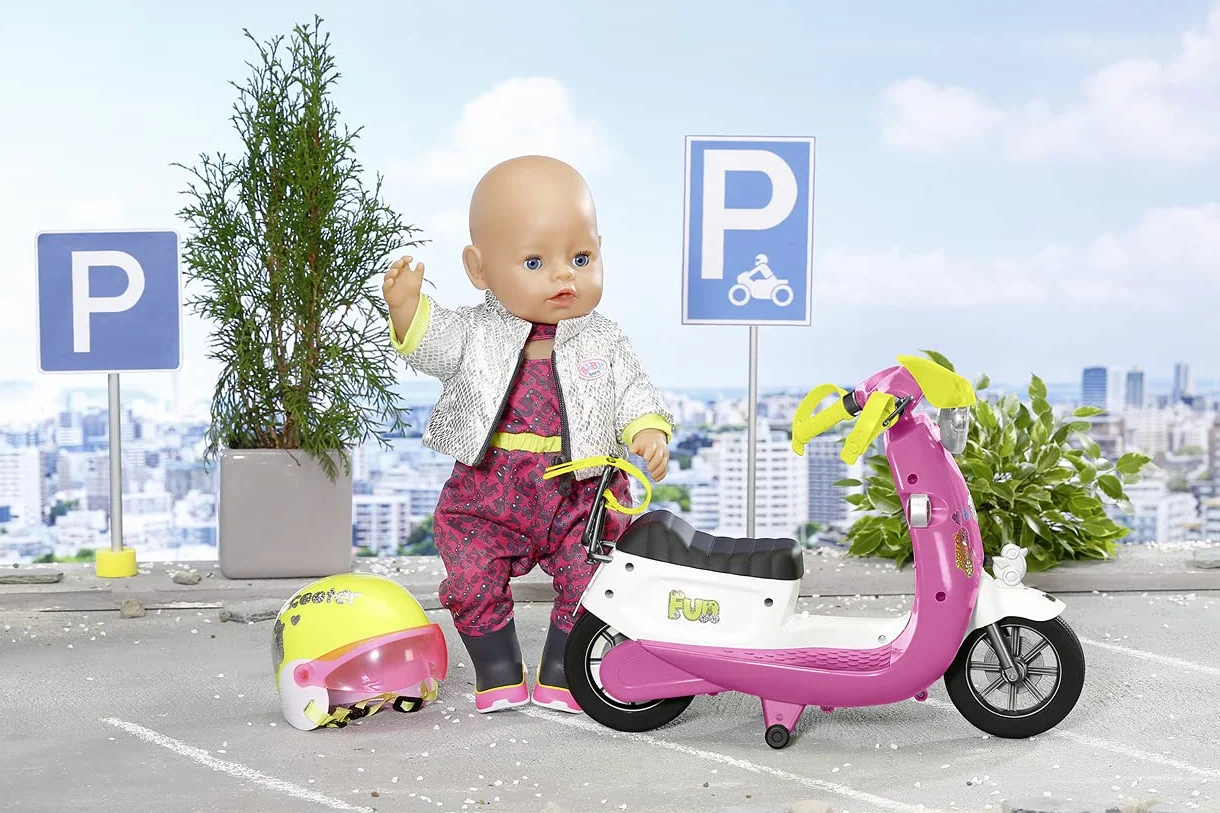 BABY born City RC Glam-Scooter, zdalnie sterowana hulajnoga dla lalek z funkcją oświetlenia, 830192 Zapf Creation