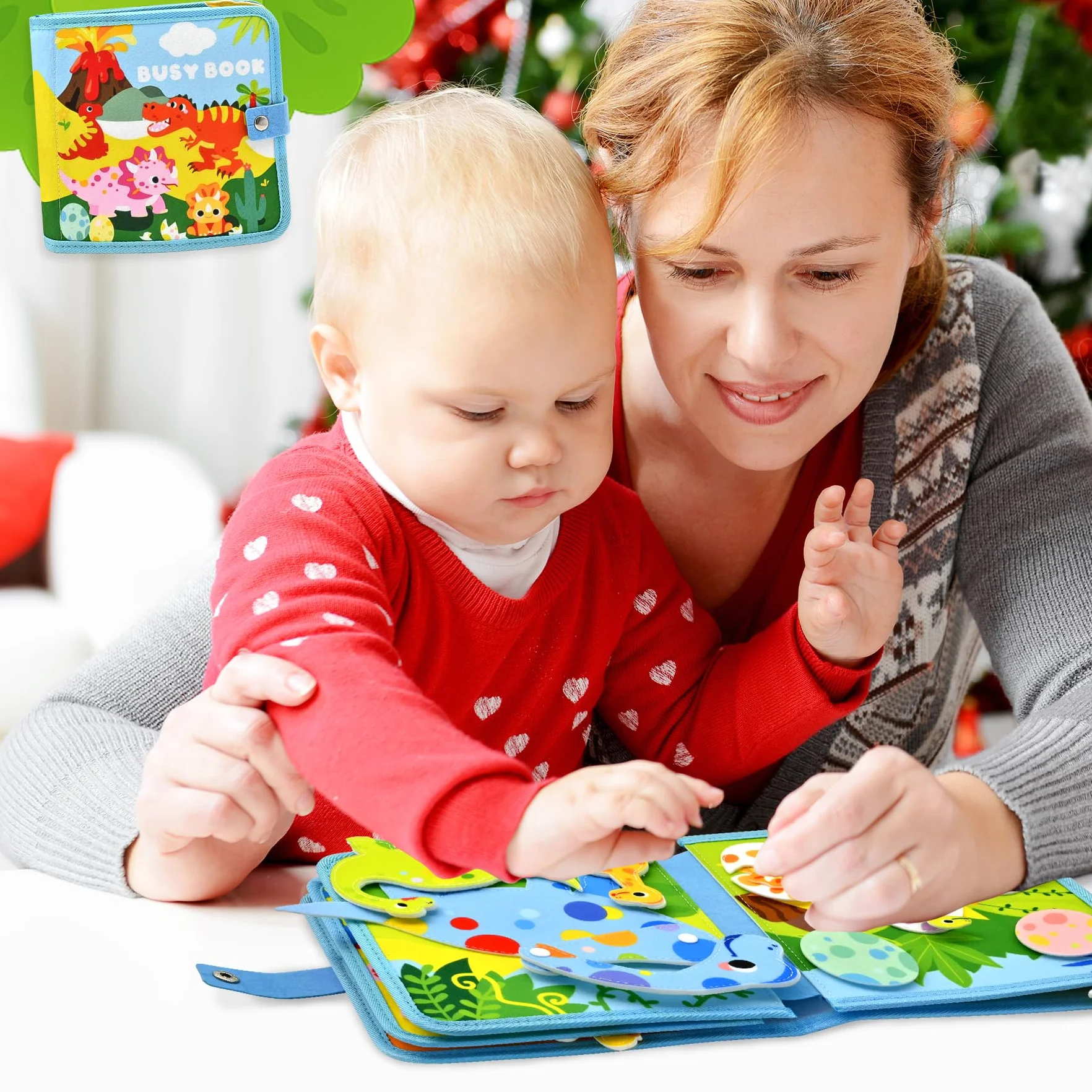 Busy Board od 1, 2, 3 lata, motyw dinozaurów, zabawka, zabawka Montessori, do podróży, samochodu, samolotu, zajęć edukacyjnych dla małych dzieci, busy Book prezent urodzinowy