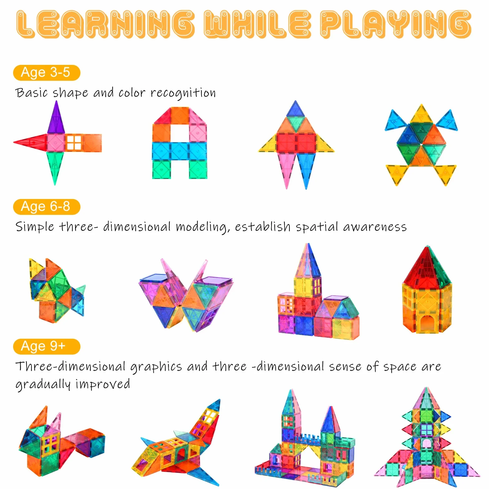 Montessori magnetyczne klocki, 100 sztuk, dla dzieci od 3+ lat, silny magnes, zabawka edukacyjna STEM, prezent dla chłopców i dziewczynek (100 szt.)