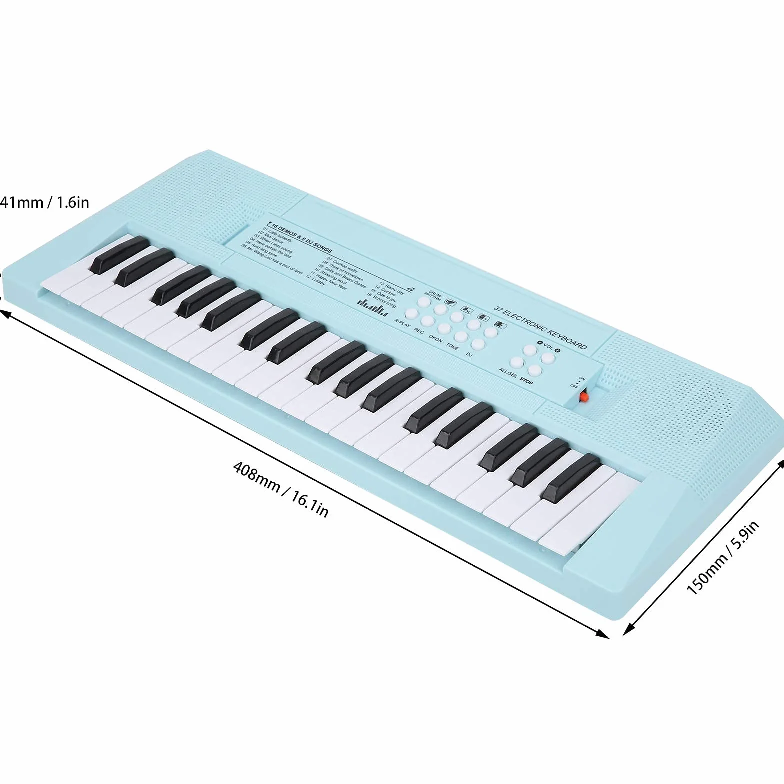 BF ‑ 3738 Musical Electric Keyboard Piano z 37 klawiszami, instrument edukacyjny do nauki klawiatury z regulowaną głośnością muzyki dla początkujących(niebieski)