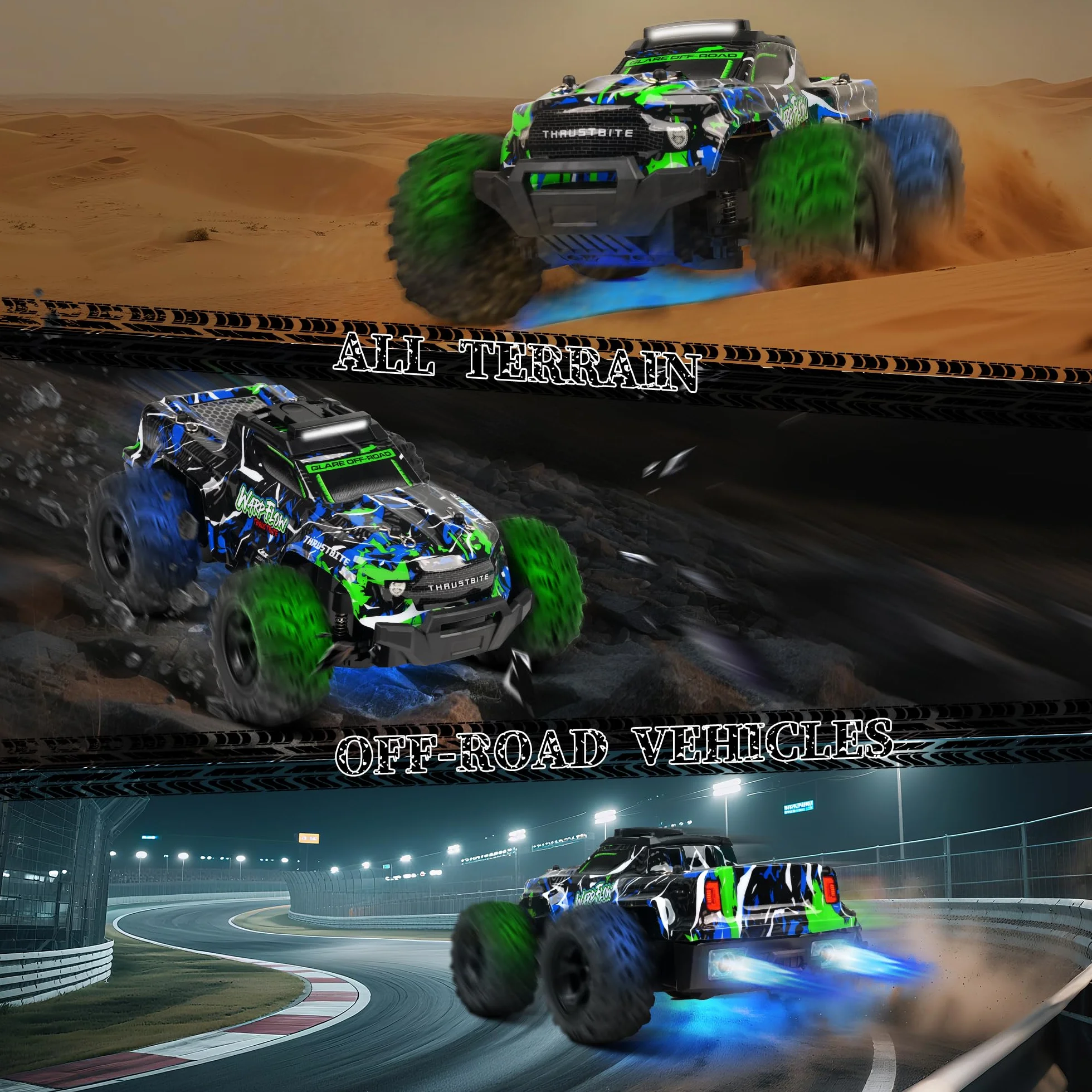 Samochód zdalnie sterowany - 1:18 RC Buggy 25 KMH+ 2,4 GHz Samochód Rc Truck z 2 akumulatorami 2WD, zabawka terenowa dla dzieci i dorosłych - zielony