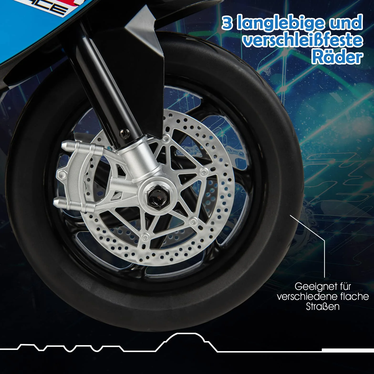COSTWAY Motocykl elektryczny BMW 6 V z muzyką i reflektorem, trójkołowy motocykl dziecięcy do 3 km/h, motocykl elektryczny z 2 kółkami podporowymi, odpowiedni dla dzieci od 3 lat (niebieski)