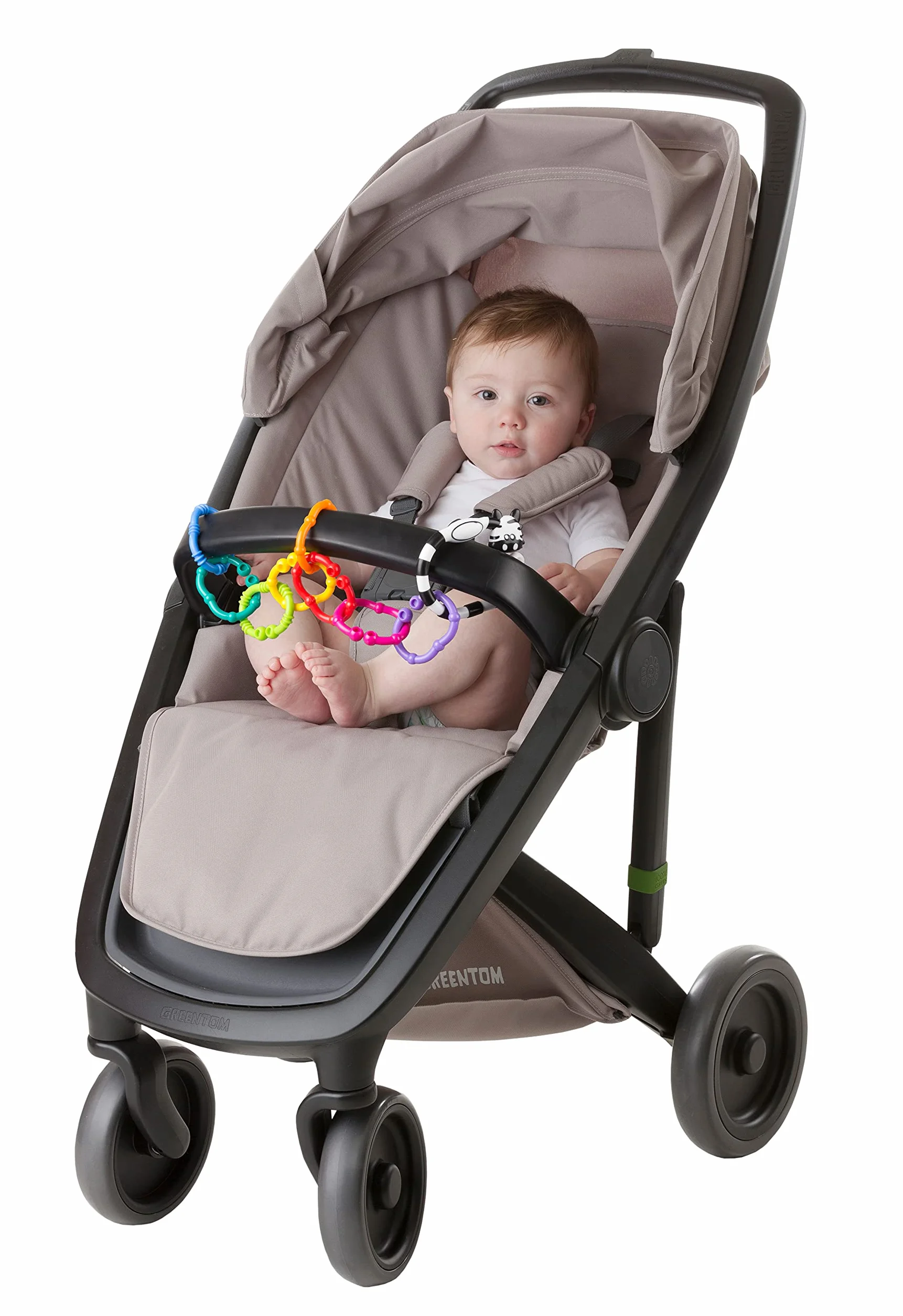 Playgro 184558 łańcuch z grzechotką Zebra, 9-częściowy, od 3 miesięcy, zebra 9 lewe opakowanie, kolorowy, 40141