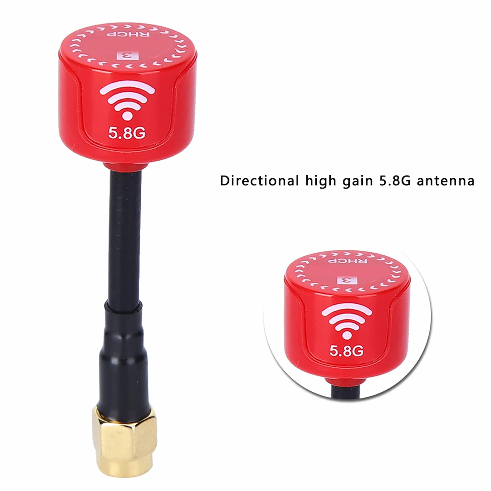 5.8Ghz 3dBi RHCP Antena o Wysokim Zysku Elastyczna Instalacja Silny sygnał dla FPV Racing Drone Części do Zdalnego Sterowania Akcesoriami (Czerwony)