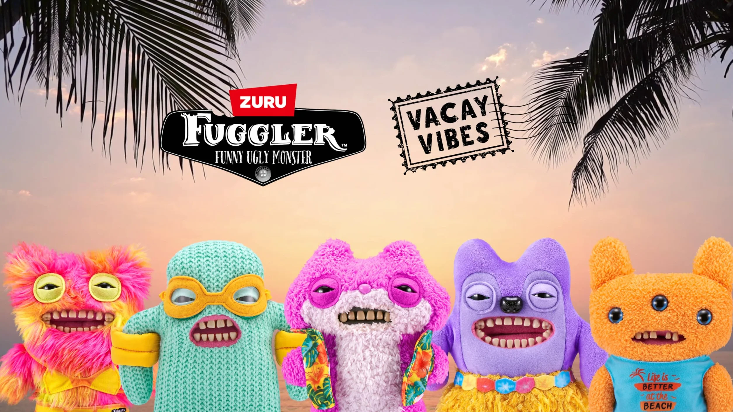 Fuggler Vacay Vibes by ZURU, Funny Ugly Monster, Plush, Collectible, Toy (Mr Buttons - Multi)