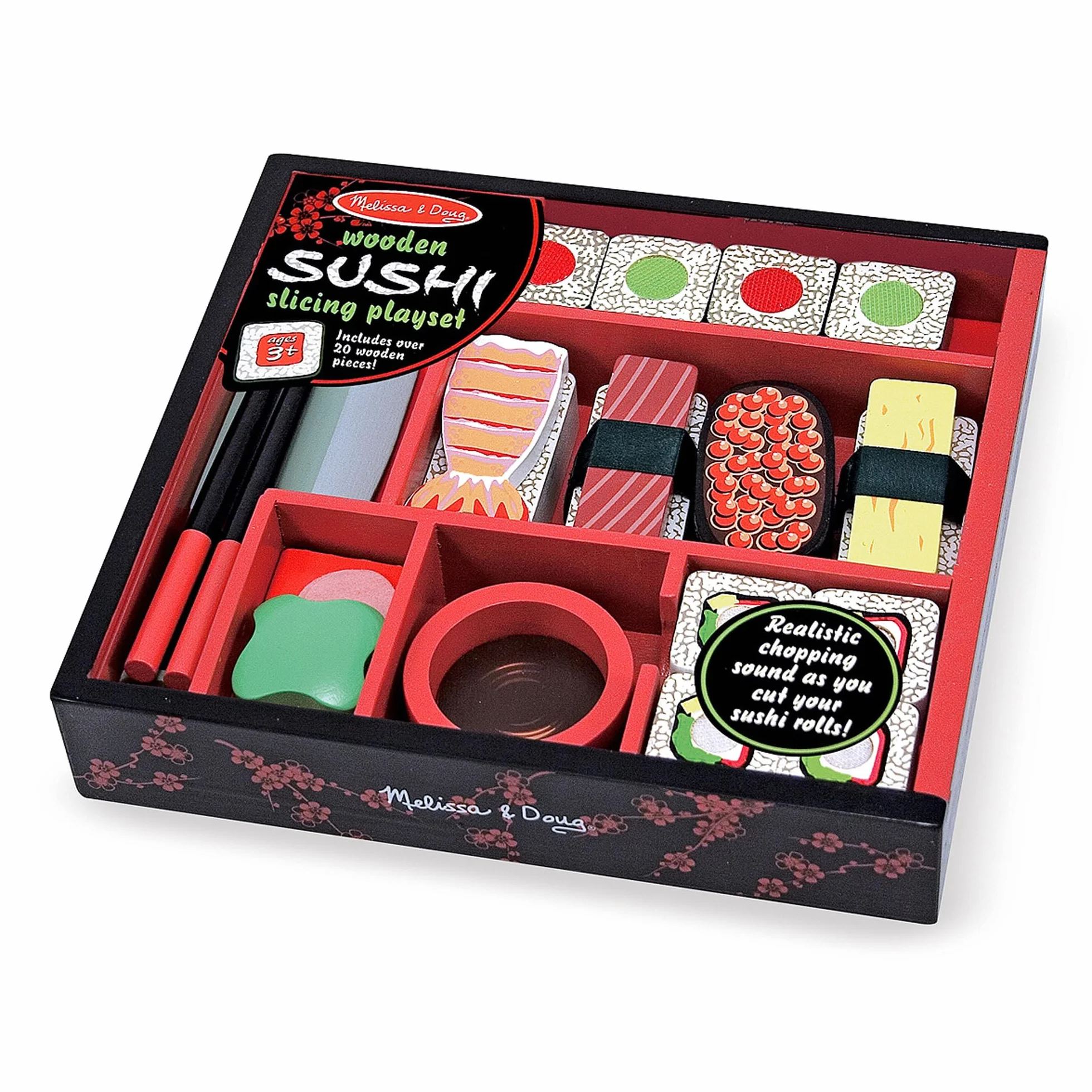 Melissa & Doug – zabawkowy zestaw do krojenia sushi | zabawa imaginacyjna | zabawkowe jedzenie | 3+ | prezent dla chłopca lub dziewczynki