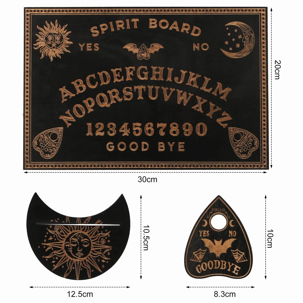 Zestaw tablic Ouija i stojaków na karty tarota Drewniana czarna tablica duchowa Tablice do wróżenia Tablice do rozmów z planszetką do artykułów czarnoksięskich