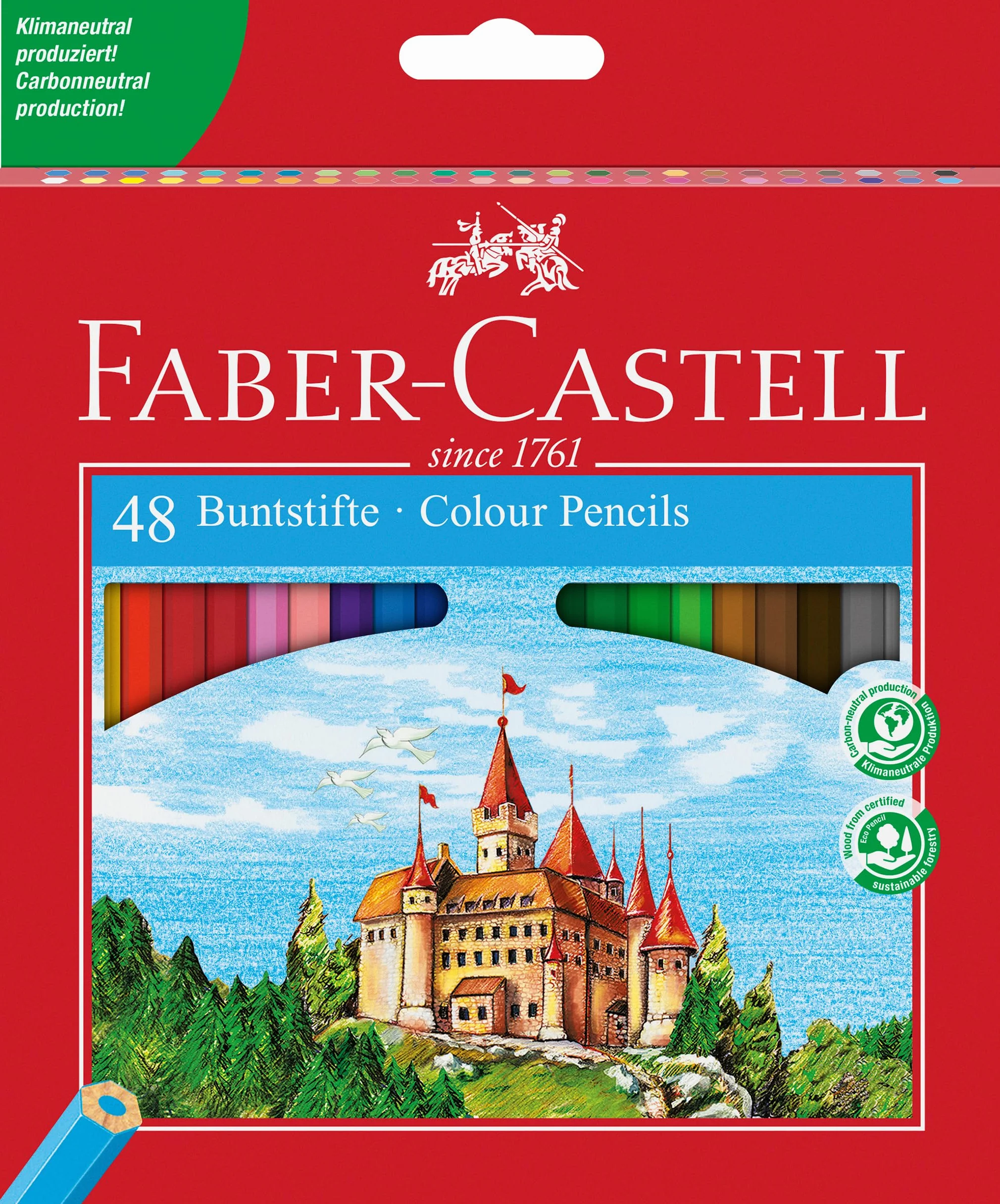 FABER-CASTELL 120148 – zestaw kredek Castle, 48 sztuk, sześciokątne, odporne na łamanie, dla dzieci i dorosłych