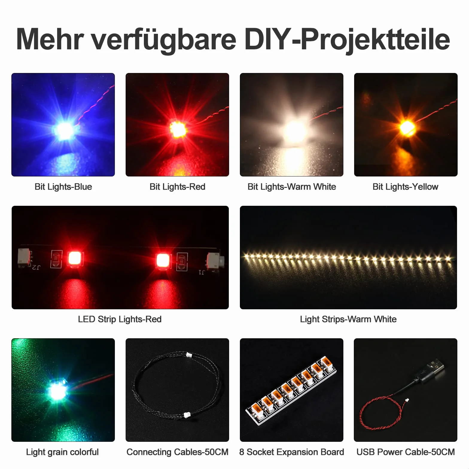 8-portowe karty rozszerzeń do oświetlenia DIY Lego/MOC (zestaw 2 szt.)
