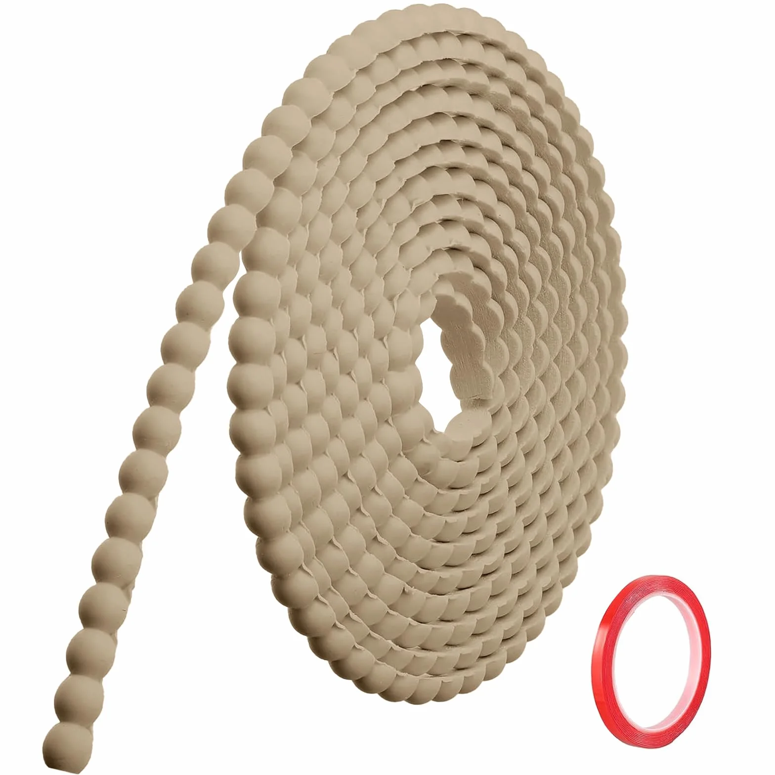 Samoprzylepne listwy ozdobne do drewna (3 m x 10 mm), elastyczne listwy ścienne z bordiurą z drewnianych koralików 3D, do odklejania i naklejania, idealne na ścianę, ramę lustra, sufit