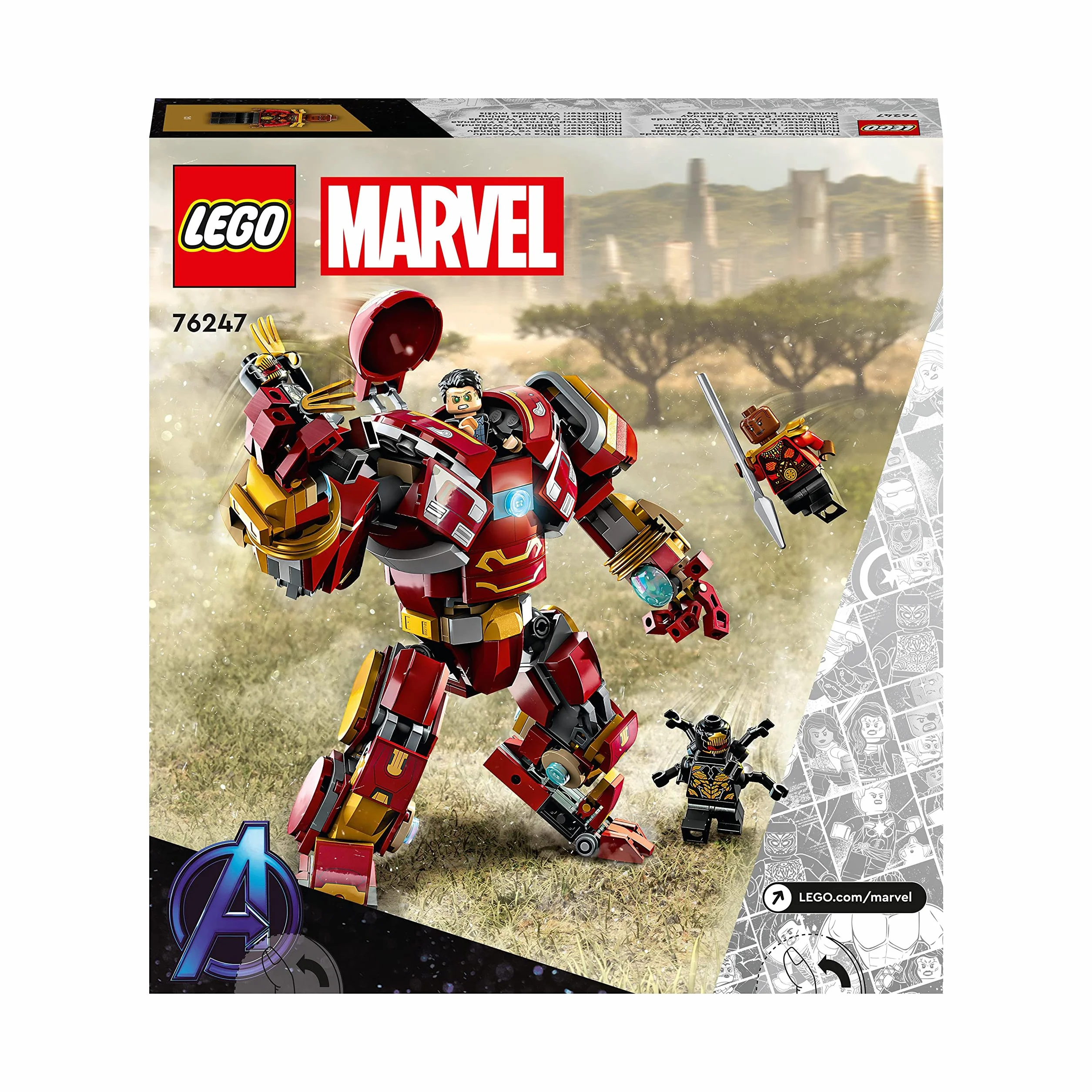 LEGO 76247 Marvel Hulkbuster: bitwa o Wakandę, Figurka Akcji, Zabawka do Budowania z Klocków Konstrukcyjnych z Minifigurką Hulka Bruce'a Bannera, Zestaw Kreatywny Avengers dla Dzieci