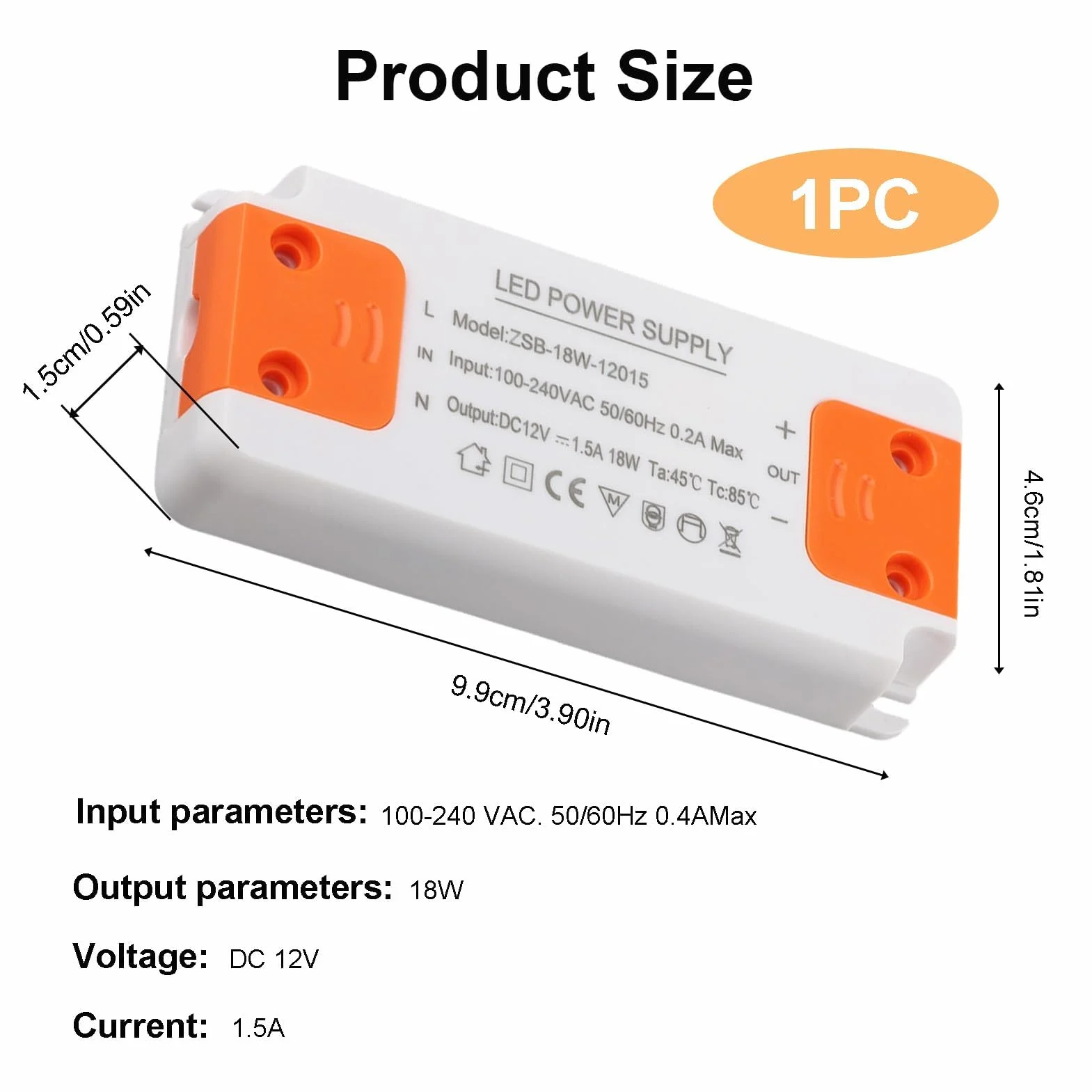 Transformator LED 220 V 18 W, transformator kierowcy, ultra-cienki stały 12 V adapter do GU5.3/MR16 / Cabint Lights/Light Strip/reflektory