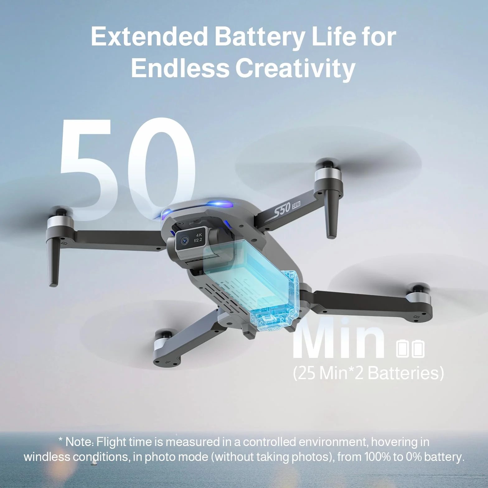 Ameta S50 Lite Drone z Kamerą 4K GPS FPV, 50 Minut Czasu Lotu, <249g