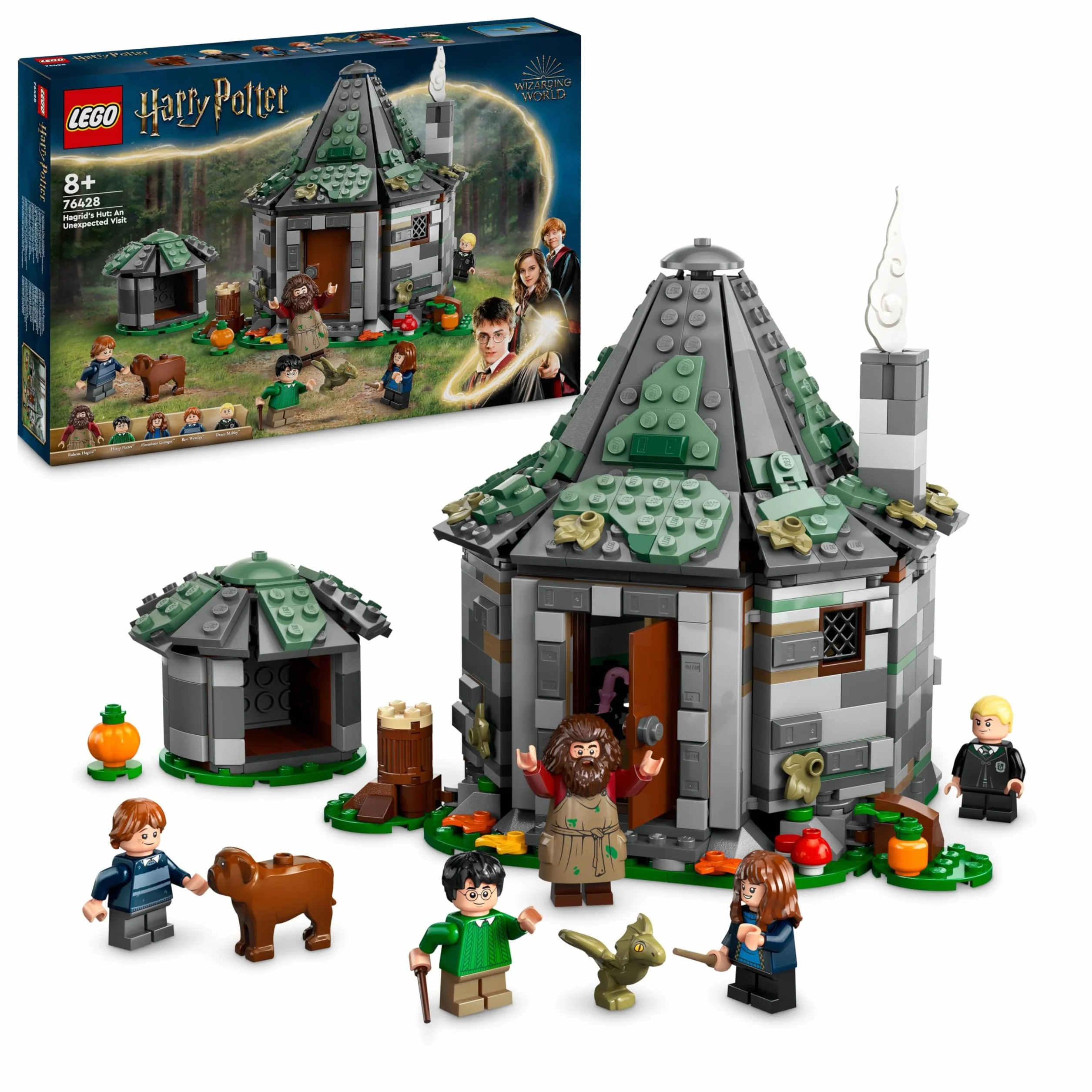 LEGO Harry Potter Chatka Hagrida: niespodziewana wizyta 76428; zestaw z chatką do zbudowania i siedmioma postaciami do odgrywania ról; pomysł na prezent dla chłopców i dziewczynek