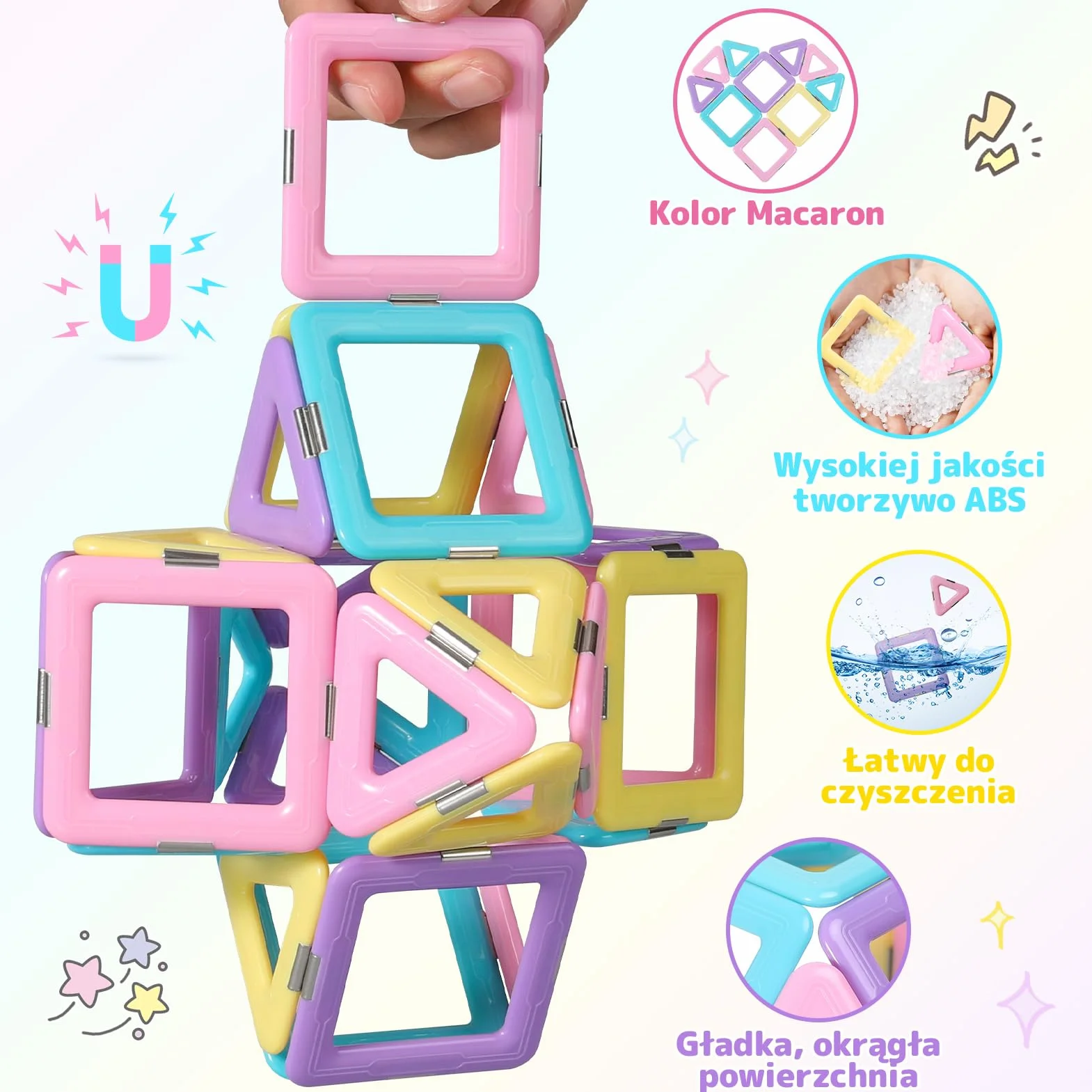 Magnetyczne klocki konstrukcyjne 120 PCS Zestaw płytek dla dzieci edukacyjne zabawki