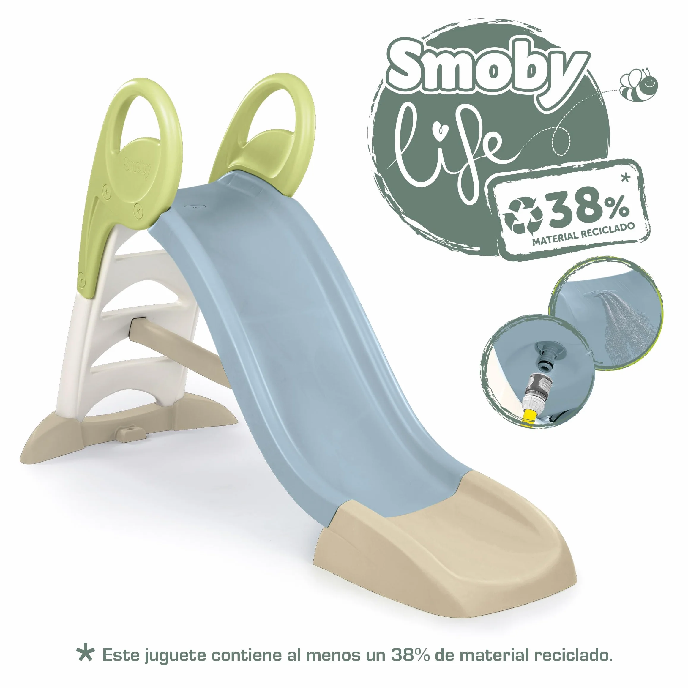 Smoby Life - Duża zjeżdżalnia - Zjeżdżalnia 150 cm - Wysokość 1 m - Ergonomiczne uchwyty, antypoślizgowe stopnie - Powłoka anty-UV - Materiał z recyklingu - Od 2 lat - Wyprodukowano we Francji