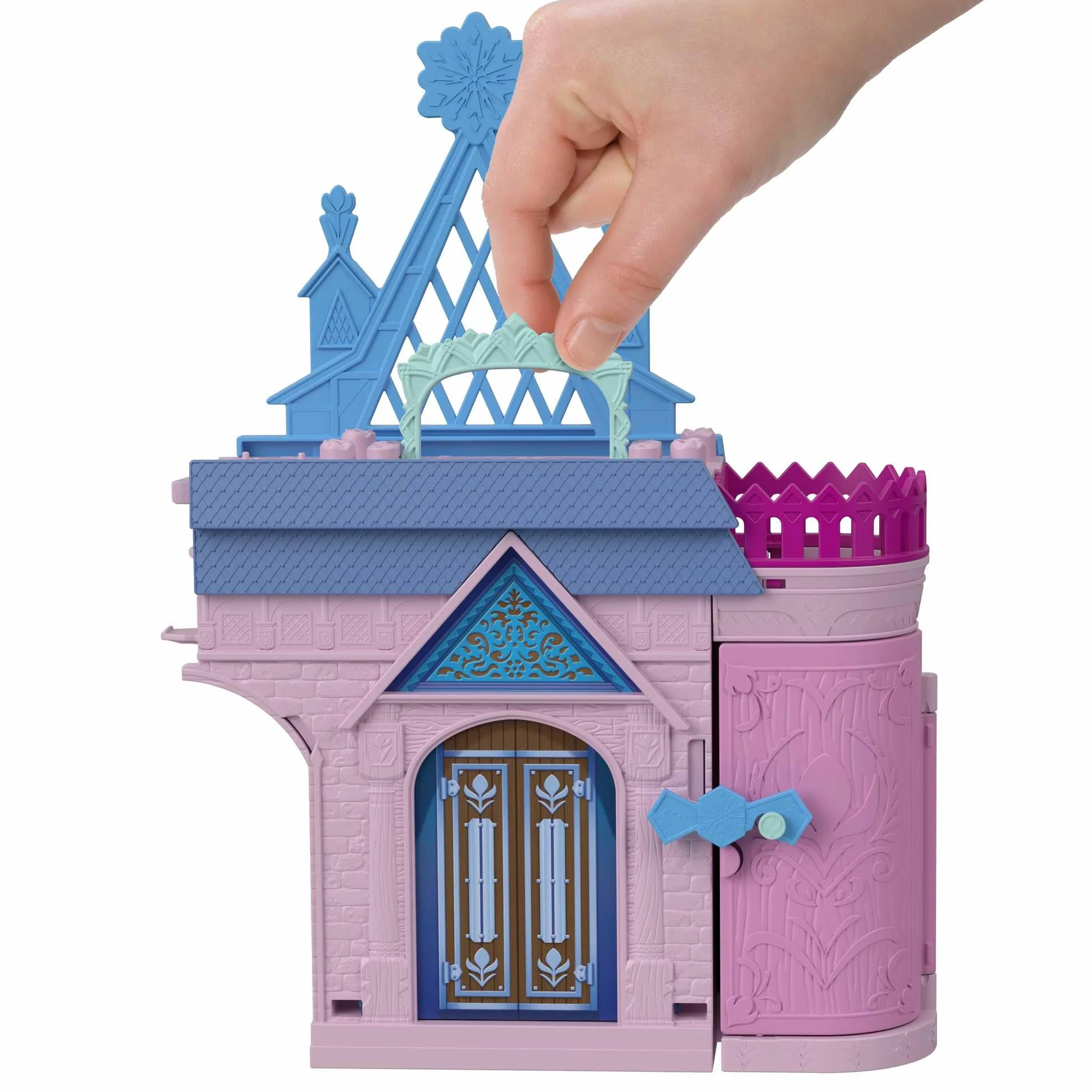 Mattel Disney Kraina Lodu Arendelle Castle zestaw modułowy z mini lalką Olaf i 7 akcesoriami, zabawka dla dzieci 3+