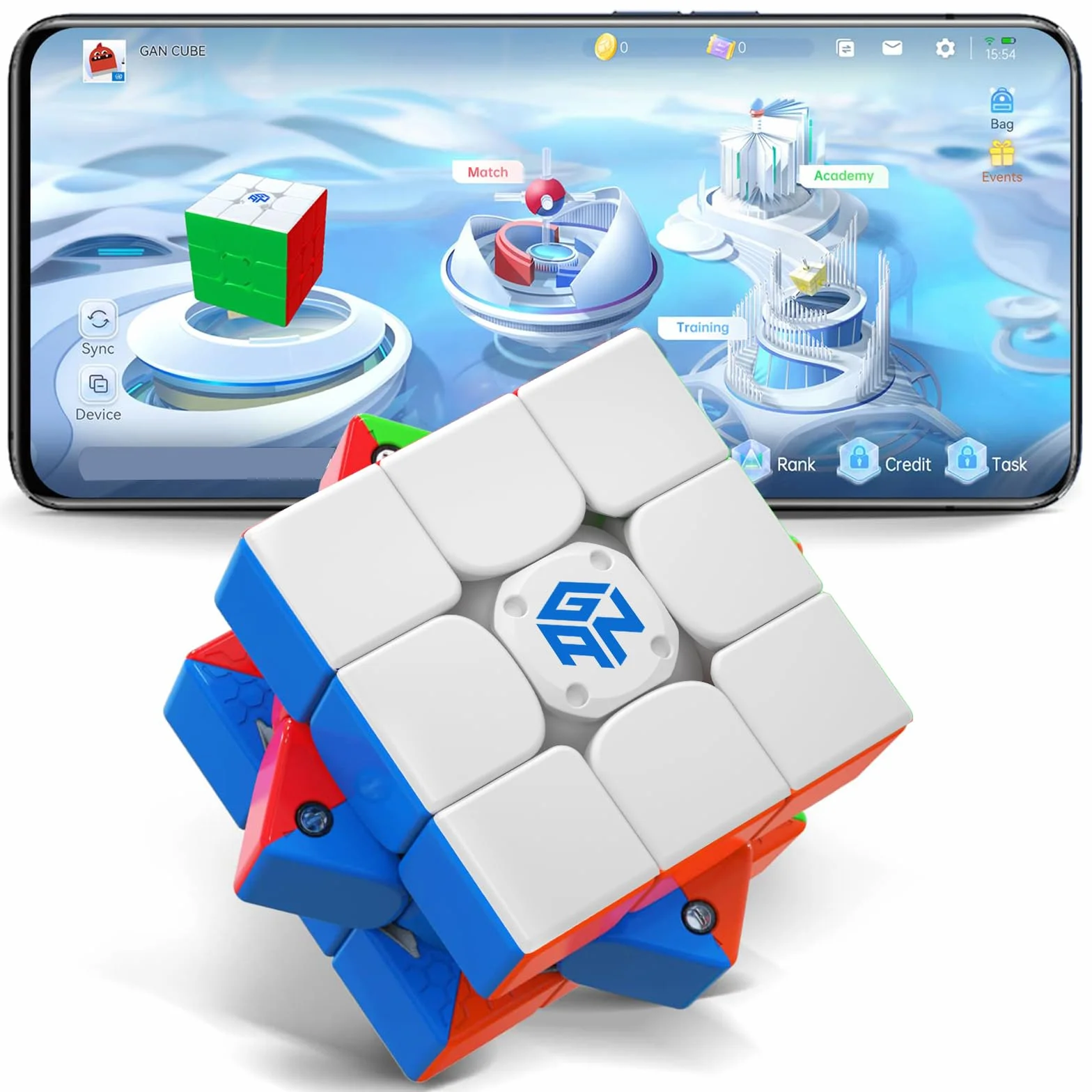 GAN 356 i 3 Magnetyczna Inteligentna Kostka 3x3,Smart Cube z Inteligentną Synchronizacją Ruchu/Aplikacją CubeStation/48 Magnesów/Samouczki AI,Zabawki Edukacyjne(Robot nie jest dołączony)
