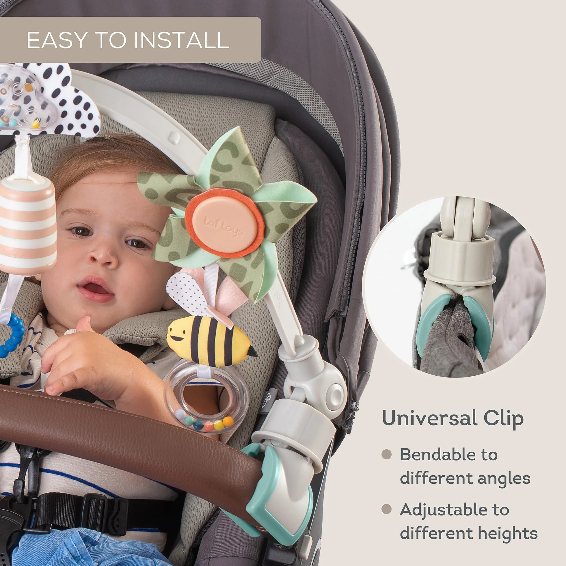Taf Toys Savannah Adventures Arch. Activity Pram Arch with 3 Hanging Toys. Fits Strollers Cots & Car Seats. Suitable for Babies, Infants & Toddlers