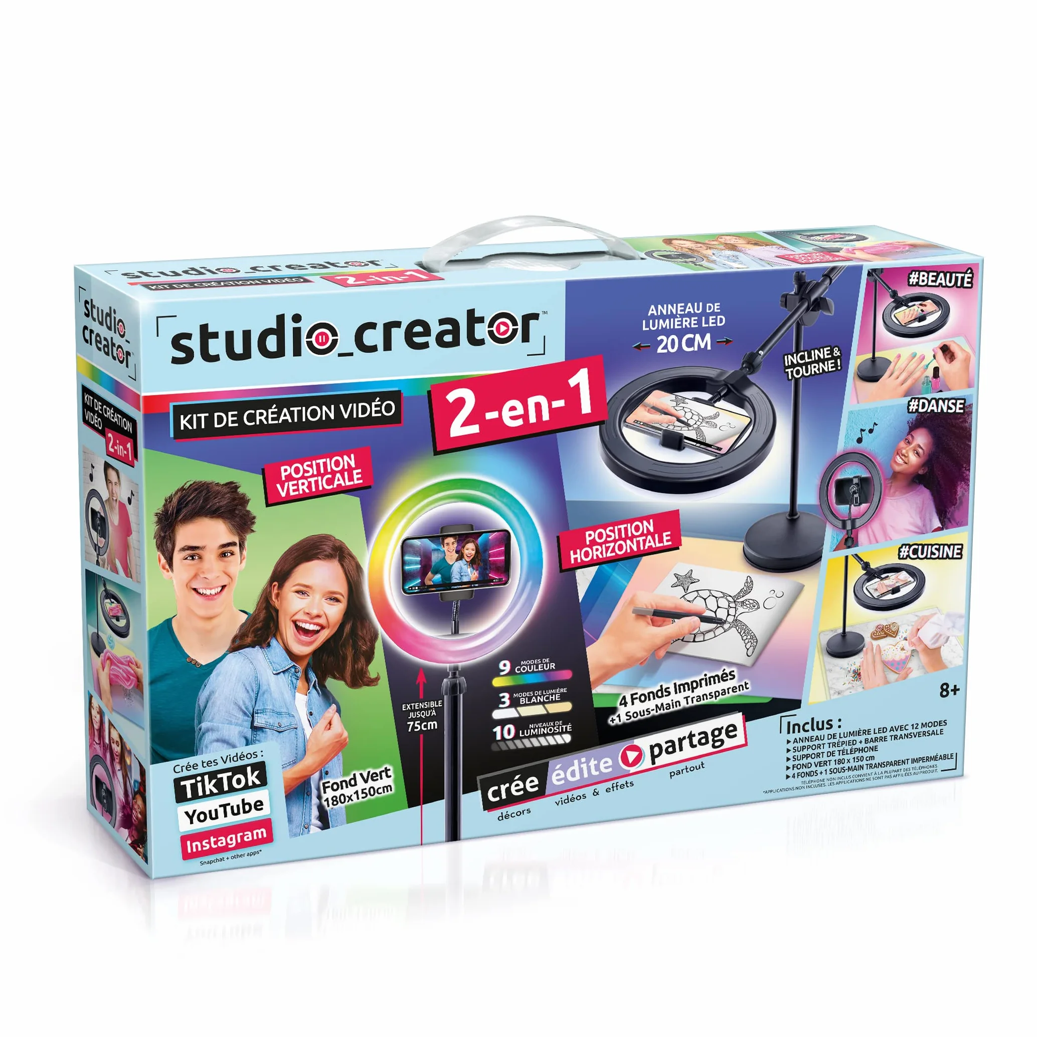 Canal Toys Creator Studio wideo 2 w 1 z wielokolorowym pierścieniem LED, podwójna funkcja, pozioma i pionowa - INF 027