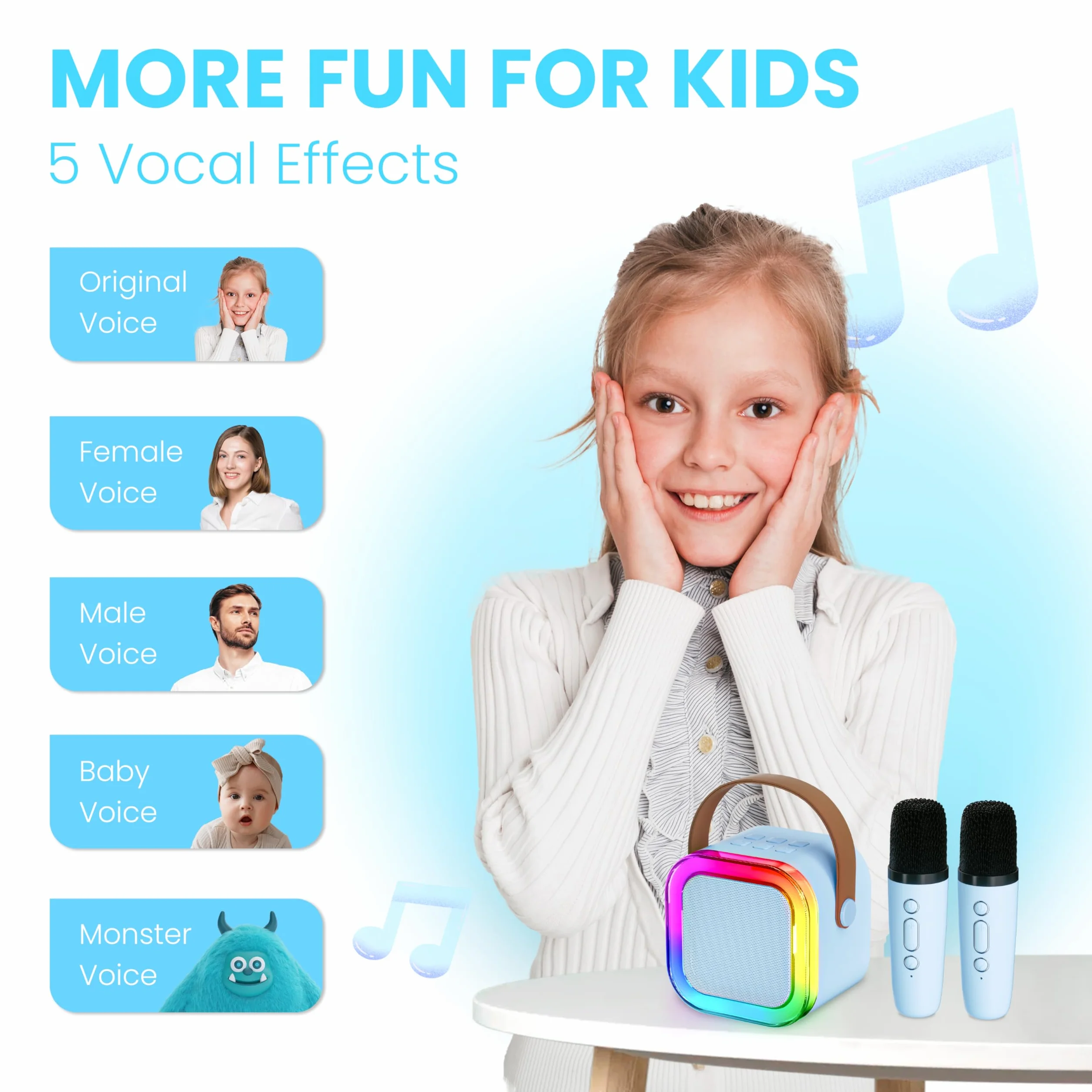 Maszyna do karaoke dla dzieci i dorosłych, przenośny głośnik Bluetooth z 2 mikrofonami bezprzewodowymi, prezenty, zabawki, prezenty dla dziewcząt w wieku 4, 5, 6, 7, 8, 9, 10, 12 lat, urodziny