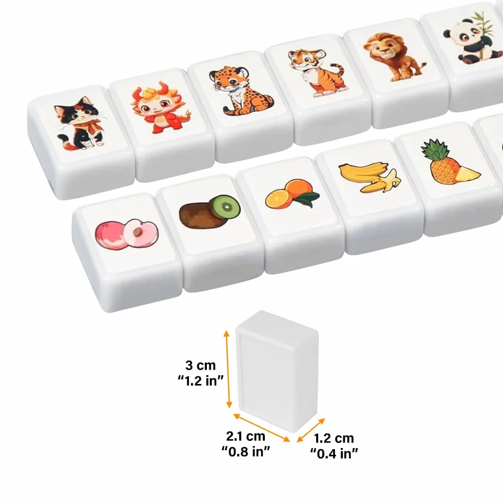 Seaside Escape Game, 65 bloków ucieczki 30 mm, blok ucieczki, Seaside Escape Game Blocks Mahjong z naklejką, owoce i zwierzęta, zestaw Mahjong Mini Mahjong dla rodziny, podróży