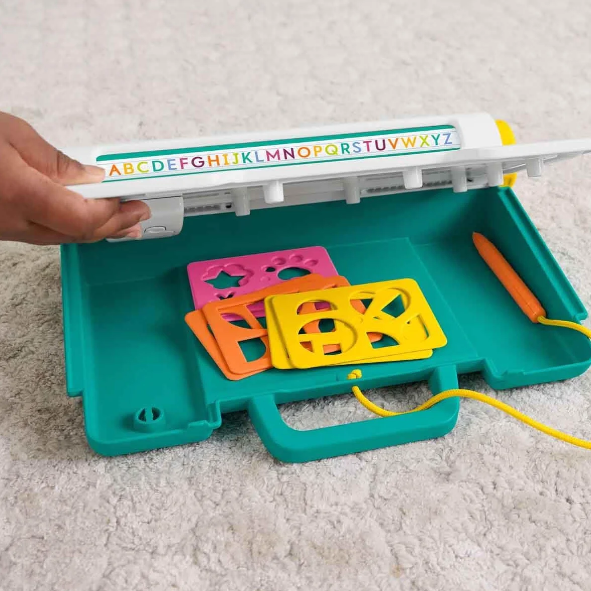 Fisher-Price Tabliczka znikopis „Rysuj i ucz się” z ekranem LCD do pisania i rysowania bez bałaganu, tablica, zabawka edukacyjna do kreatywnej zabawy i rysowania, dla dzieci od 3 roku życia, JDL70
