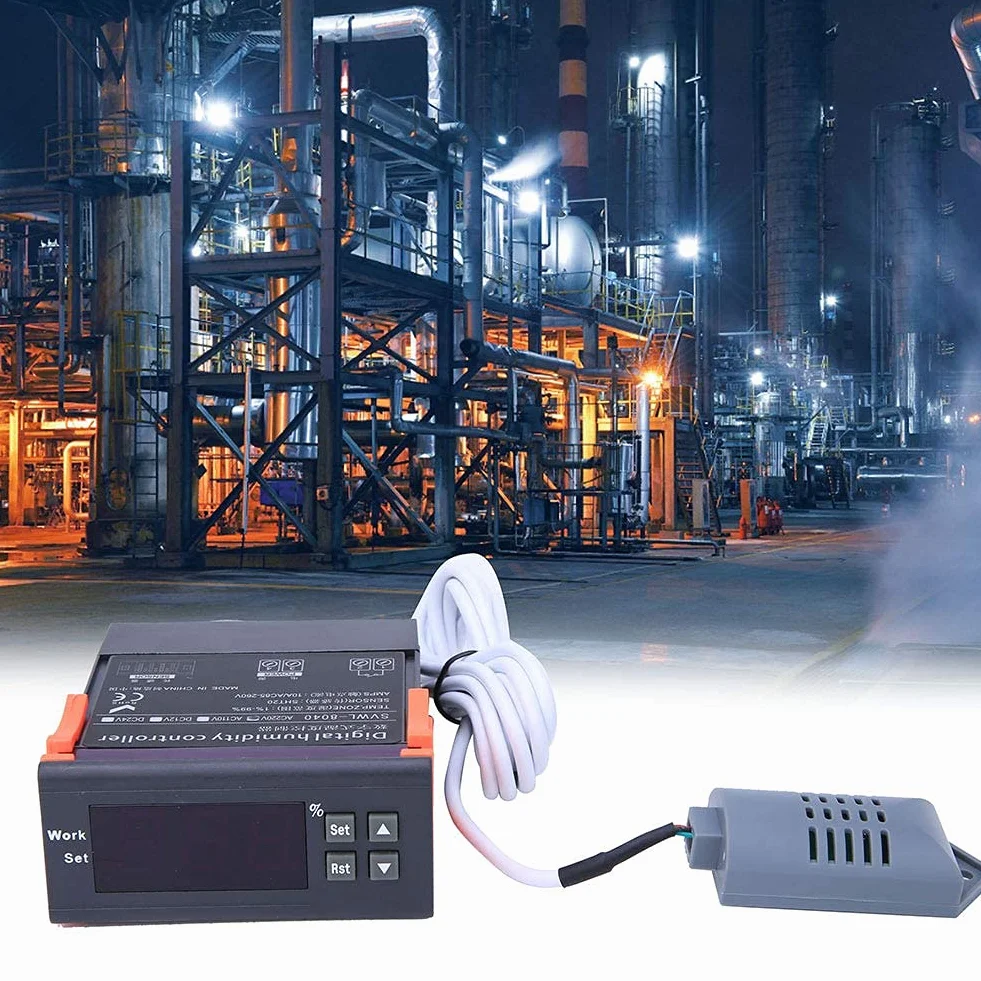 Regulator Wilgotności SVWL Regulator Wilgotności, Kontroler 8040 Higrostat 220V LED Cyfrowy Miernik Kontroli Wilgotności Powietrza z sondą Czujnika Temperatury 1% do 99%