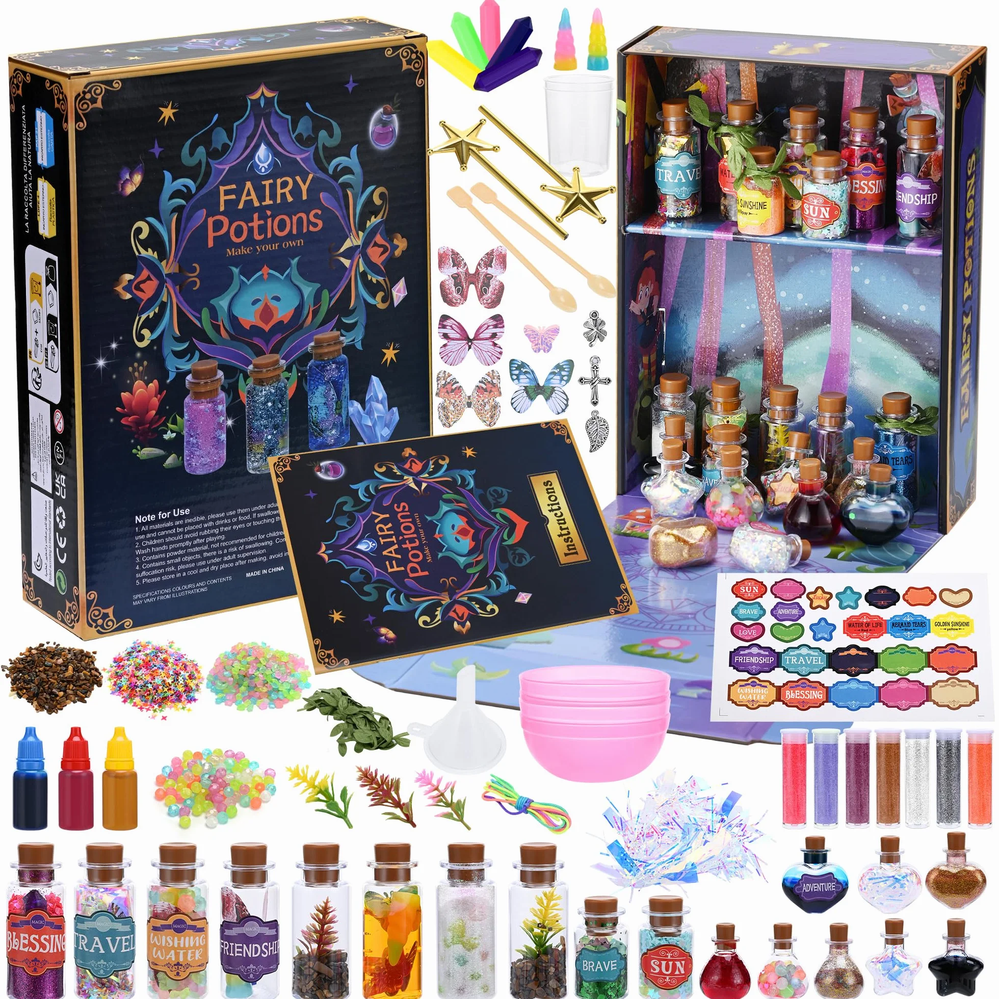 Wothfav Magiczna mikstura dla dzieci, 22 butelki z eliksem, zestaw vintage wróżek, zabawki rzemieślnicze