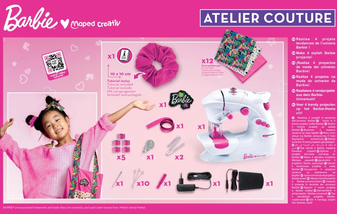 Maped Creativ warsztat krawiecki Barbie – rękodzieło dziecięce – kompletny zestaw do 4 projektów mody – od 8 lat