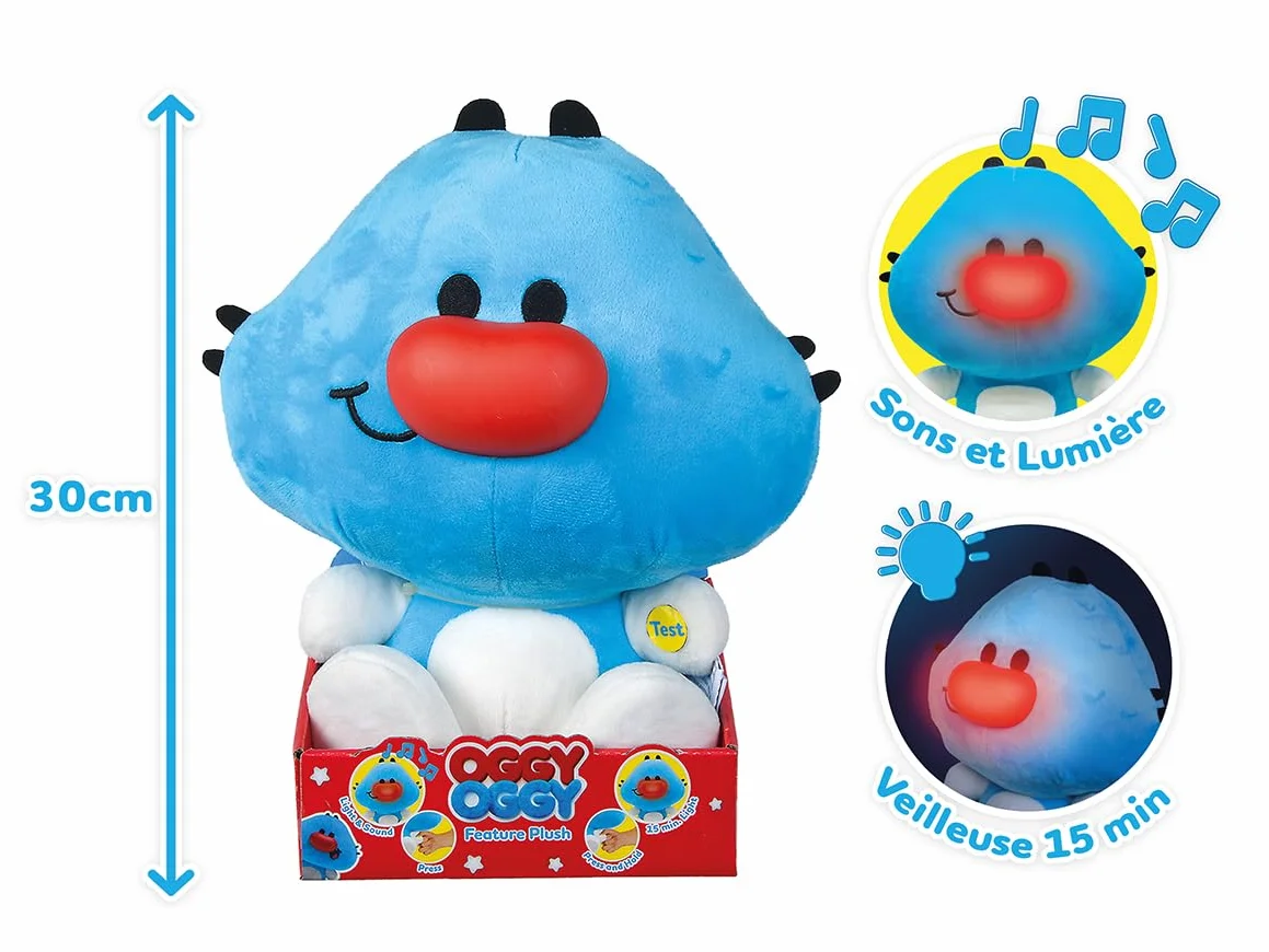 Oggy Oggy Plusz funkcyjny, ze światłem i dźwiękiem, 30 cm, pluszowa figurka od pierwszych miesięcy życia
