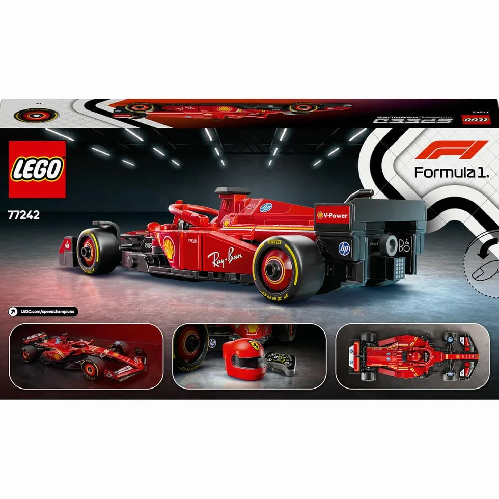 LEGO Speed Champions Bolid F1 Ferrari SF-24, Model Pojazdu, Zabawka dla Dziecka do Zbudowania, Zestaw Konstrukcyjny z Minifigurką Kierowcy, Pomysł na Prezent dla 10-latka, Chłopca i Dziewczynki 77242