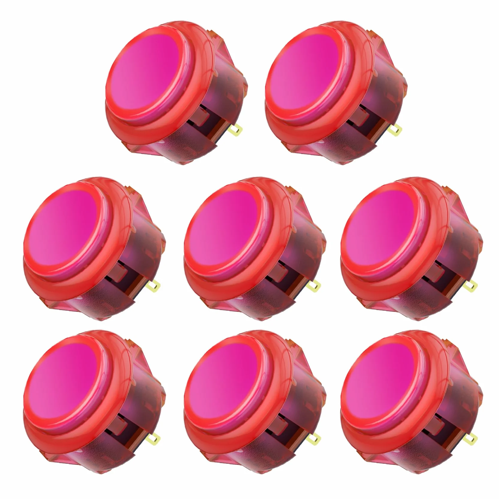 Qanba Gravity KS Mechaniczne Przyciski Arcade 30 mm Snap-In Pakowane Przezroczysty Różowy D12 8 sztuk