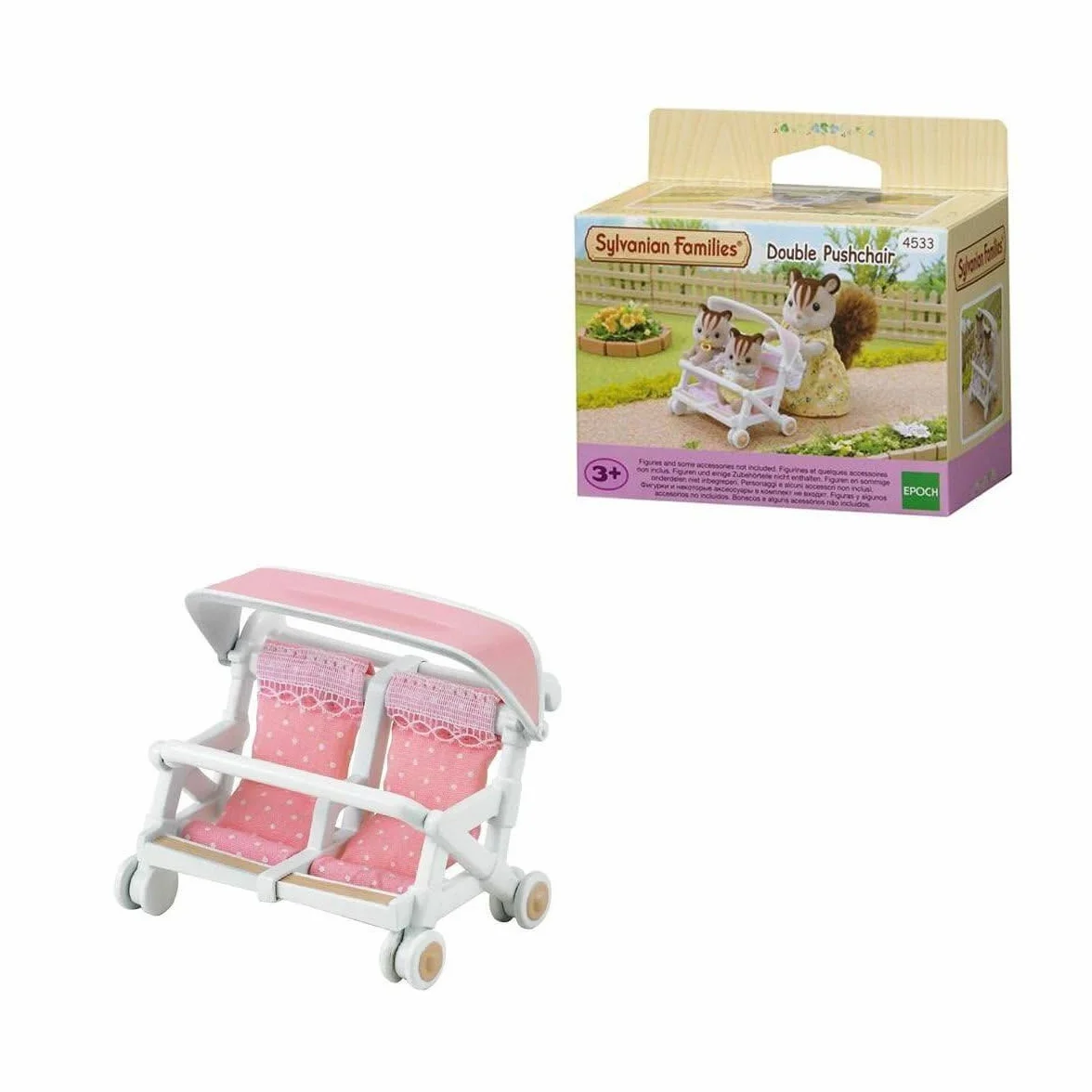 Sylvanian Families Podwójny Spacerowy Wózek dla Lalek, Wielokolorowy, ‎10 x 6 x 9.5 cm; 20 g
