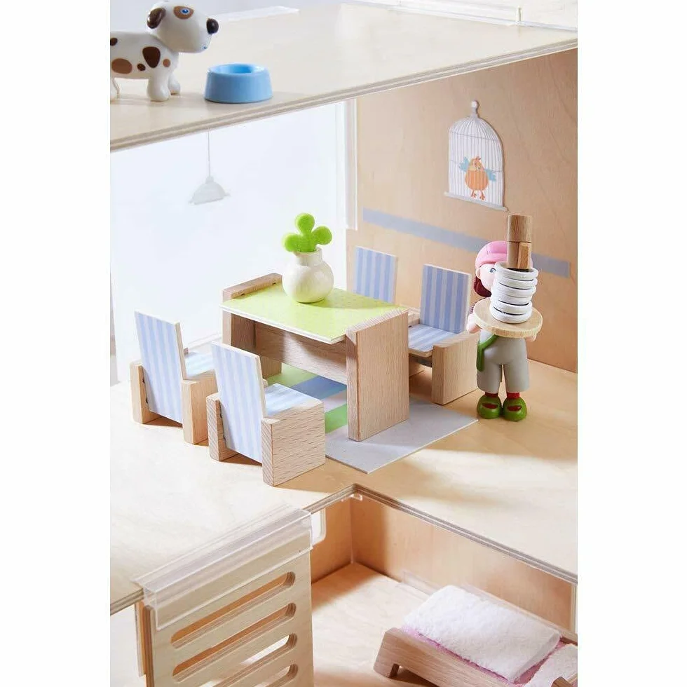 HABA Little Friends – Dollhouse Furniture Dining Room, wooden dolls house furniture, 303839