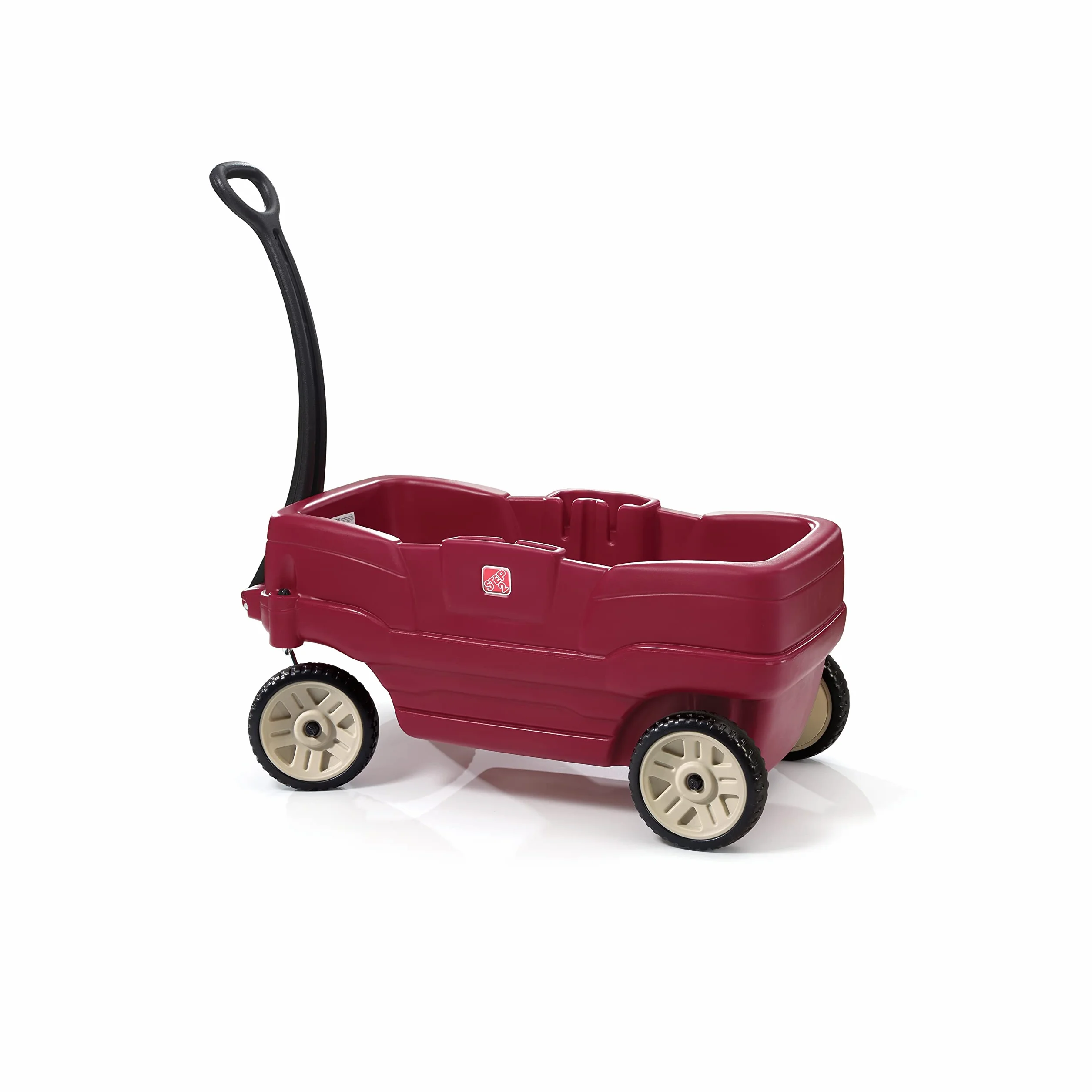 Step2 Wagon Neighborhood | Wagon zabawkowy | Czerwony wózek zabawkowy, 2-osobowy | Wygodny i bezpieczny z pasami bezpieczeństwa w zestawie | Łatwy do czyszczenia i przenoszenia