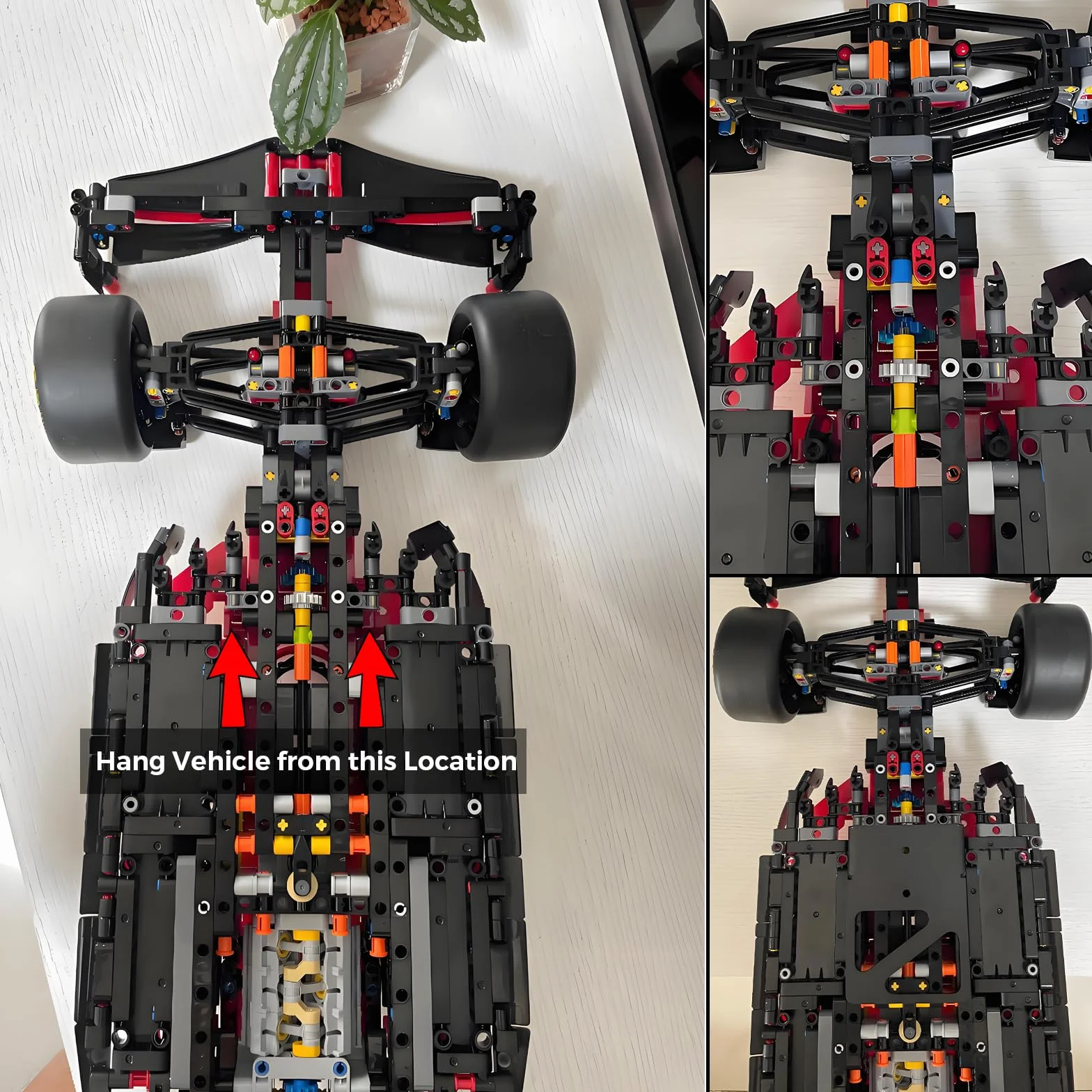 Uchwyt ścienny kompatybilny z LEGO Technic Ferrari SF-24 F1 (42207), uchwyt pionowy ze stopu aluminium do bezpiecznej prezentacji Twojego samochodu, zestaw samochodowy nie zawiera