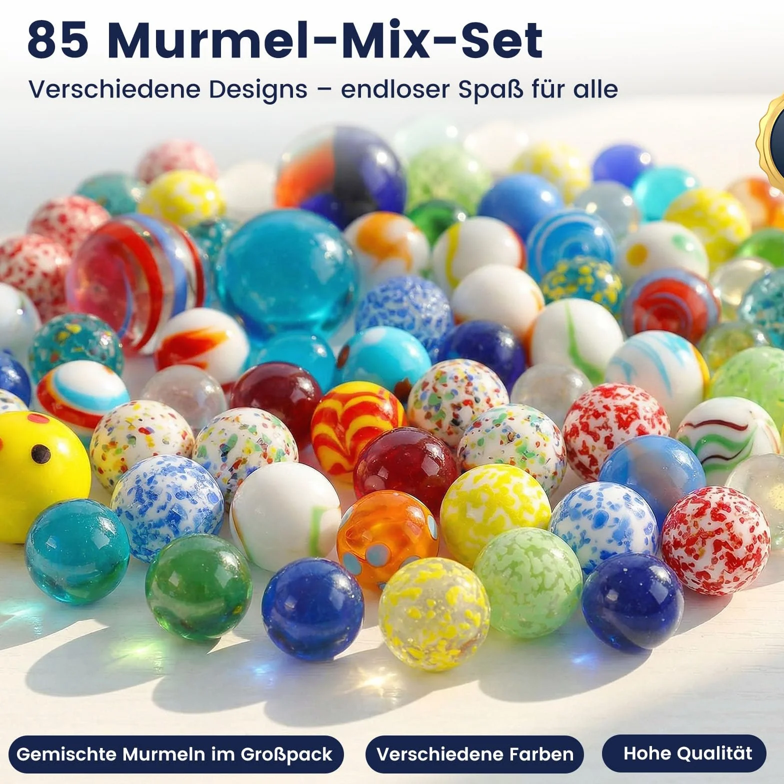 HAKACC 85 sztuk kolorowych szklanych kulek w puszce z białej blachy szklanej, dla dzieci, dekoracja do zabawy