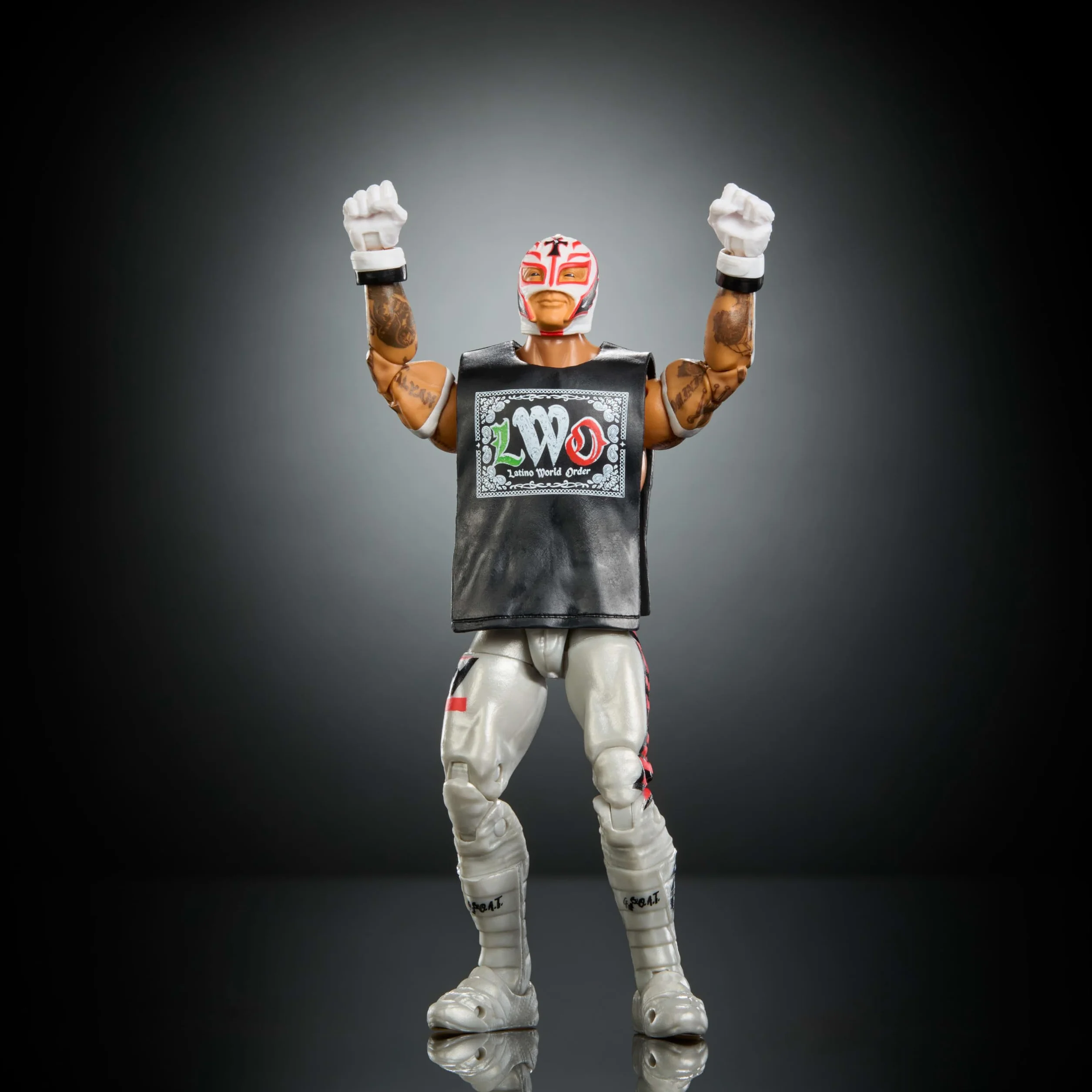 Mattel WWE Elite Collection Rey Mysterio Figurka i akcesoria Zestaw, Seria #125, figurka (ok. 15 cm w skali) do kolekcjonowania, 25 punktów ruchu i wymienne dłonie, zabawka dla dzieci 8+, JHT67
