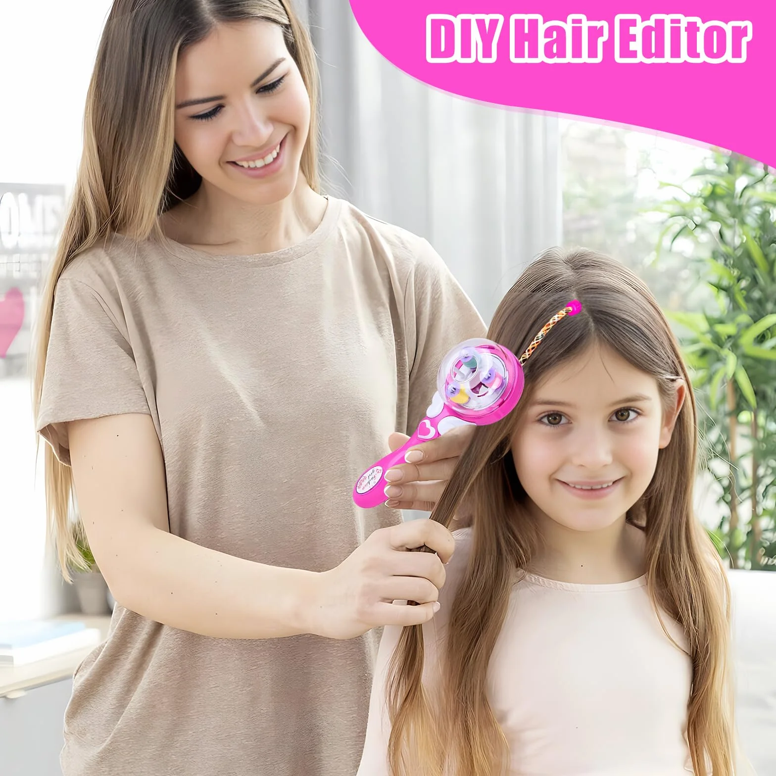 Zestaw do ozdabiania włosów Hair Bedazzler, Mein HERZ Automatyczna maszyna do warkoczy do włosów dla dziewczynek, maszyna do warkoczy z cyrkoniami, dziecięce narzędzie do stylizacji włosów z diamentem