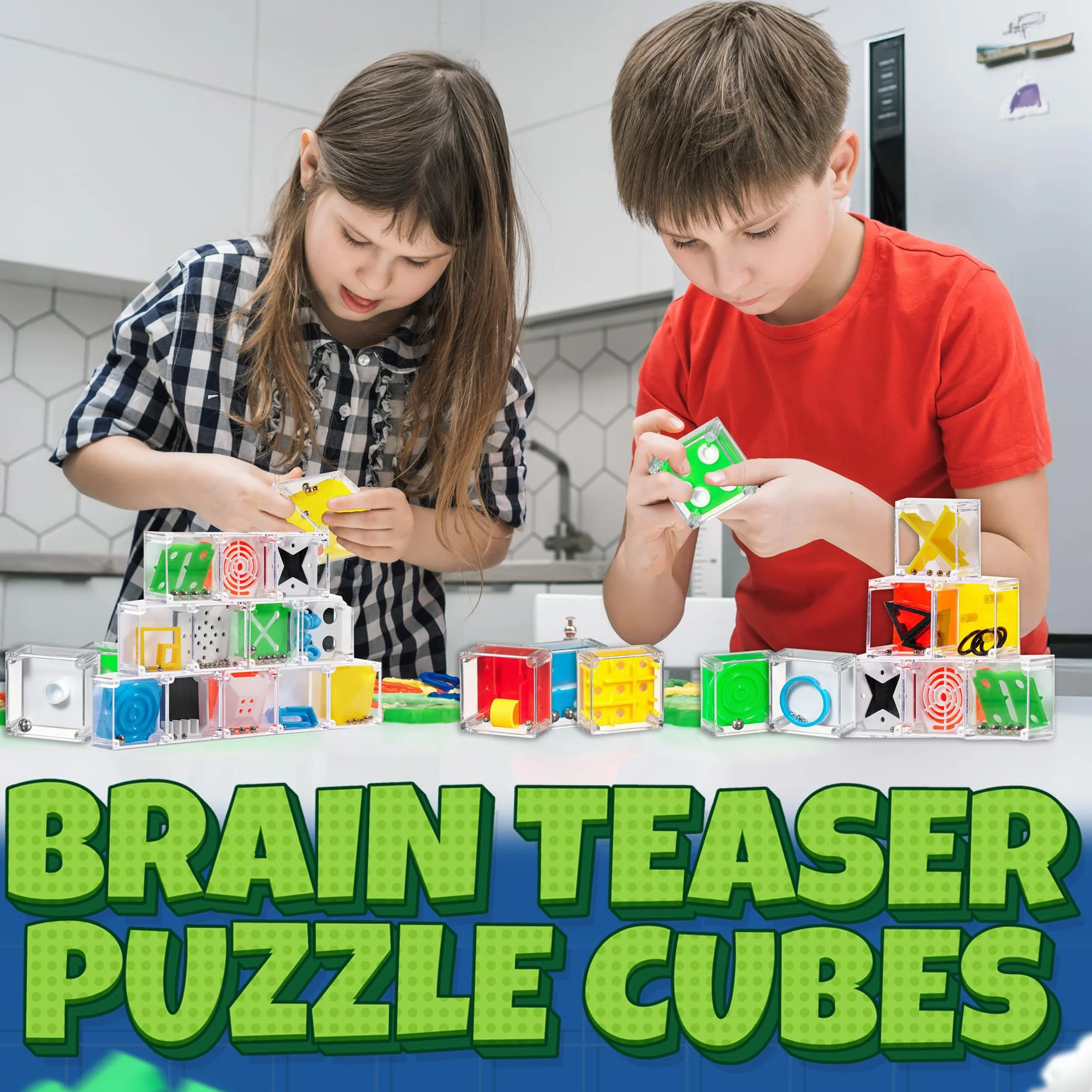Zestaw puzzli Bedwina Mini Cube – 24 gry Balance IQ 3D 3,81 cm z kulką, mini łamigłówki dla dzieci, nastolatków i dorosłych, opakowanie zbiorcze